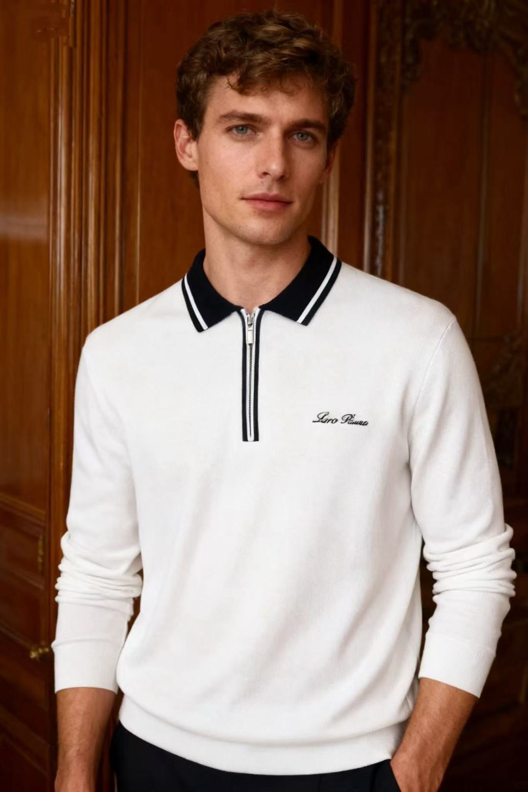 NO:600897,LP. 2025 new autumn men's lapel zipper sweater, advanced customization and versatile style, anyone can easily control it, made of comfortable knitted fabric!  Luxurious classic brand letter LOGO design, very classy and a must buy for those who know the goods!  The tailoring is slim-fitting, very refined, shows off aura, and highlights the sophistication of business men. This is unique, it has just the right amount of slim fit, and the upper body effect is great!  Counter sizes M-3XL, shipped the next day!  ,,loro piana,alexander wang19860909LP. 2025秋季新品男士翻领拉链针织衫高级定制百搭款式 任何人都可以轻松驾驭 采用舒适针织面料！奢华经典品牌字母LOGO设计,非常显档次懂货的必须入！版型剪裁属于修身款 非常精致,显气场,又会凸显商务男士的精致,这就是独到之处,恰到好处的修身,上身效果非常赞！ 专柜尺码M-3XL,隔天出货！,,loro piana,alexander wang,Men's clothing