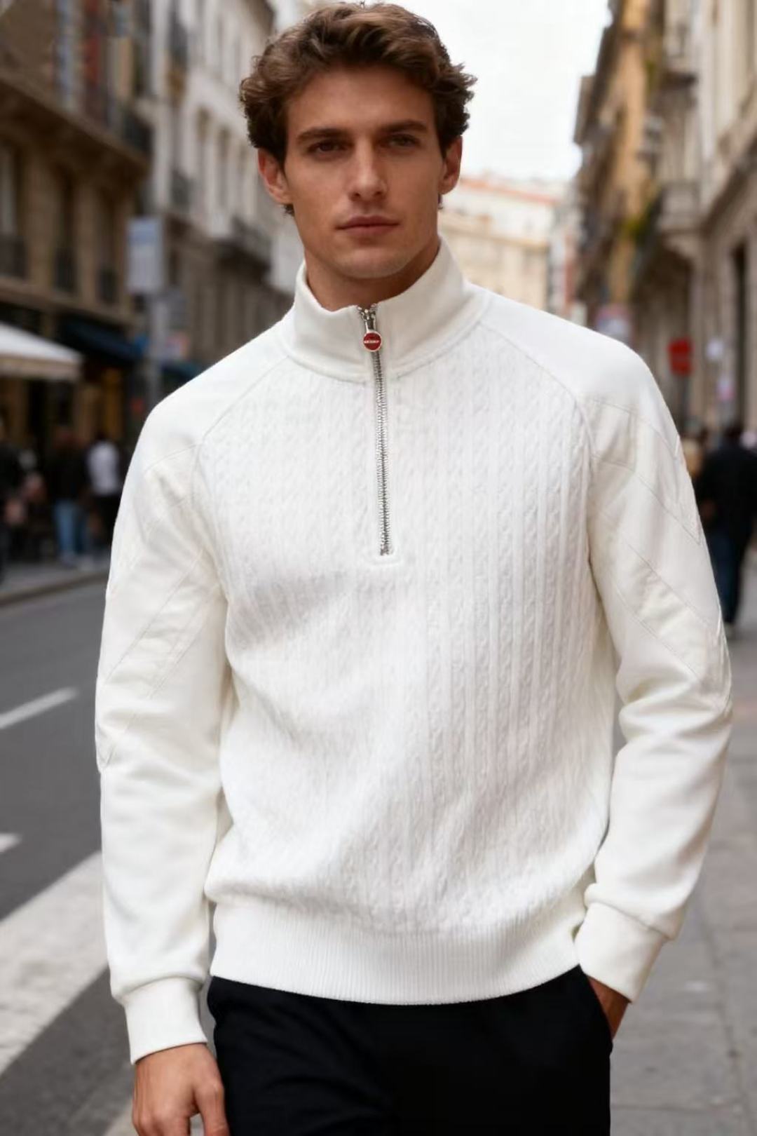 NO:600899,kiton. 2025 autumn new style!  Fashionable men's half-zip stand-up collar sweater is made of comfortable and warm knitted fabric with a crisp texture. The half-zip stand-up collar design is simple and practical, and the zipper details at the collar add a bit of neatness. The overall shape is casual and elegant, and can be adapted to a variety of styles!  A must-have for fall!  Sizes 48-56, shipped next day!  ,,alexander wang19860909kiton. 2025秋季新款！时尚男士半拉链立领针织衫采用舒适保暖针织面料,质感挺括.半拉链立领设计简约又具实用性,领口处的拉链细节增添了几分利落感.整体版型休闲大方,可适配多种风格穿搭！秋季必备单品！ 尺码48-56,隔天出货！,,alexander wang,Men's clothing