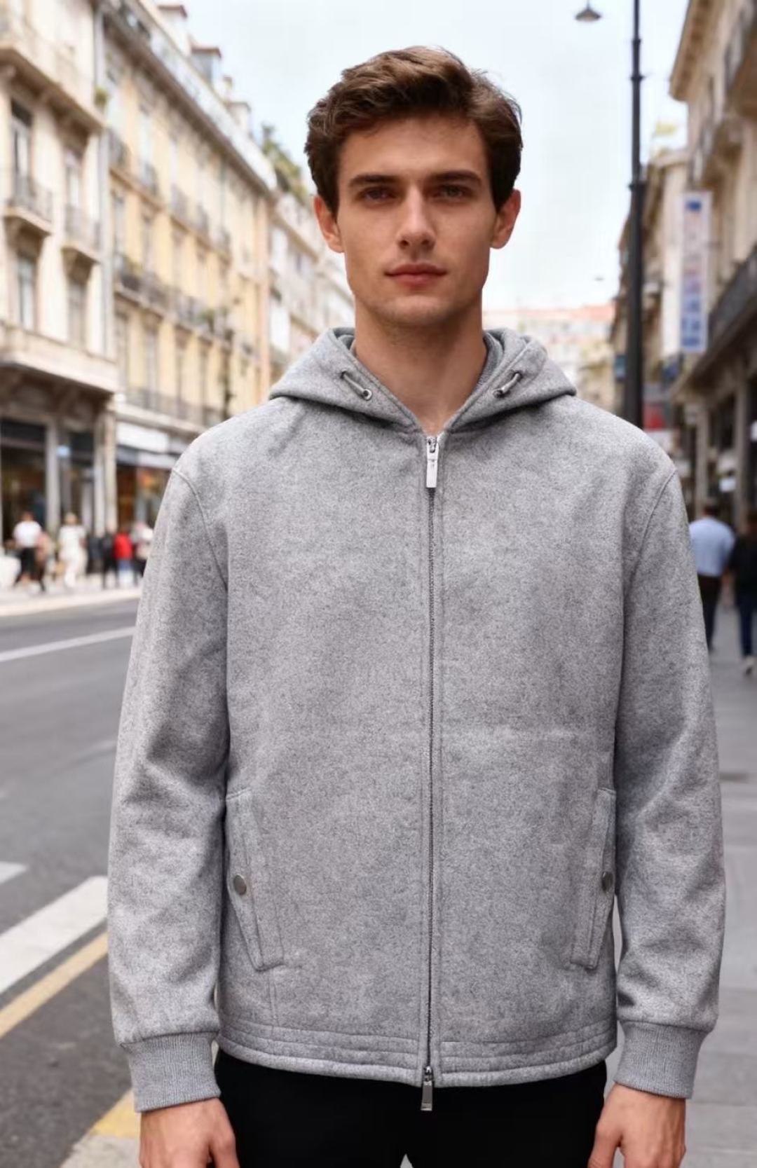 NO:610822,LP. The new 2025 autumn and winter hooded zipper jacket is made of fine-textured wool blended fabric. It is matched with luxurious classic brand elements to present a high-end solid color texture. The full zipper placket and hooded design are both practical and elegant. The pockets on both sides of the body and the ribbed edge details highlight the exquisite craftsmanship. The overall style is simple and elegant, suitable for autumn and winter commuting and leisure occasions, showing a low-key and luxurious dressing taste!  Sizes 48-56, shipped next day!  ,,loro piana,jackets & coats,hats,alexander wang19860909LP. 2025秋冬新款连帽拉链外套,采用质感细腻的羊毛混纺面料,奢华经典品牌元素搭配呈现出高级的纯色质感,全拉链开襟与连帽设计兼具实用性与优雅感,衣身两侧口袋与罗纹收边细节彰显精致工艺,整体风格简约大气,适配秋冬通勤与休闲场合,尽显低调奢华的穿搭品味！尺码48-56,隔天出货！,,loro piana,jackets & coats,hats,alexander wang,Men's clothing