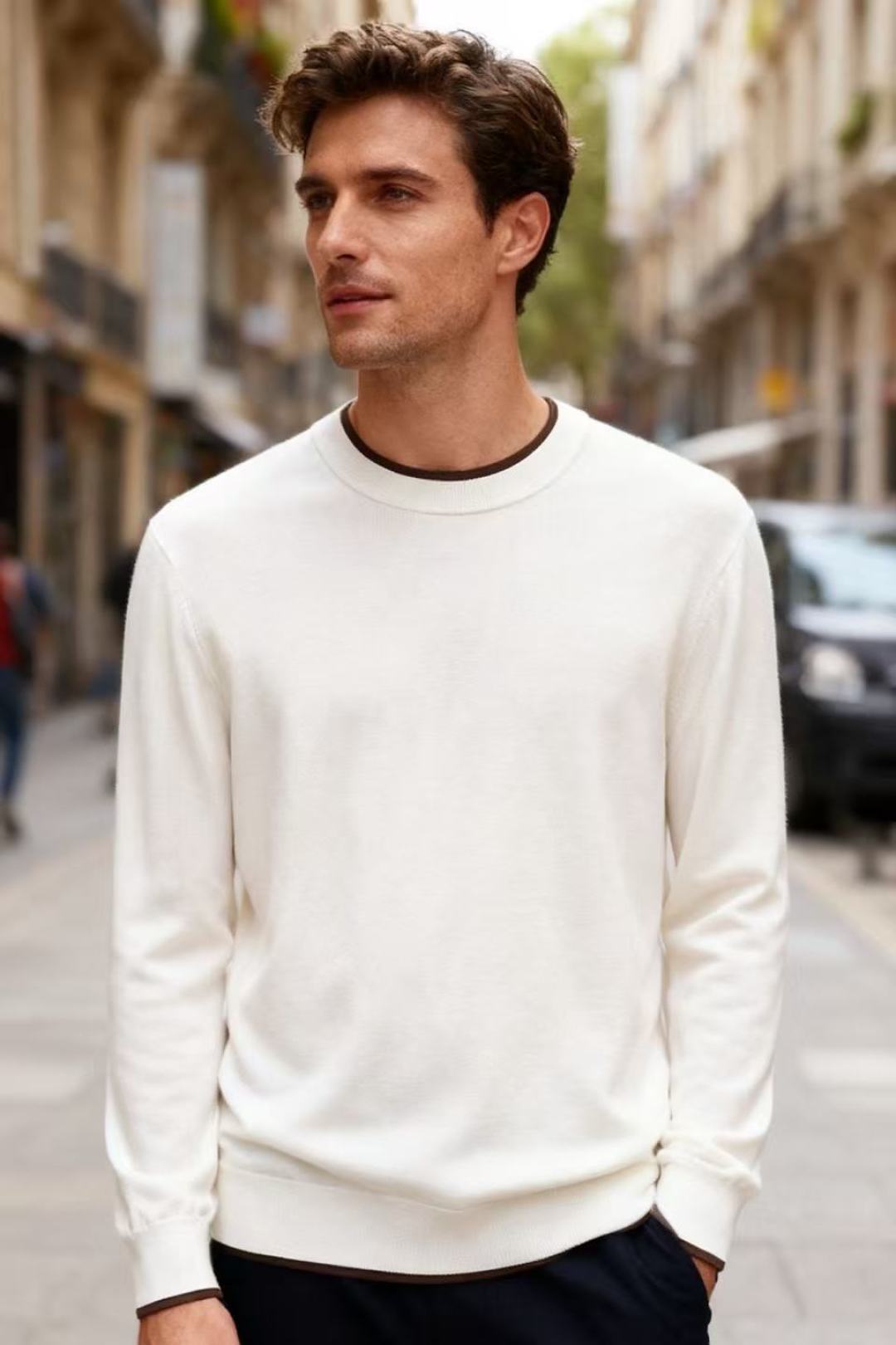 NO:613221,Jenny*/Ze*na. 2025 new autumn and winter men's classic fake two-piece sweater is made of high-end top-grade knitted fabrics, which is comfortable and warm. It is anti-static and feels comfortable and smooth. The design details of classic brand elements are full of high-end. The shape is super crisp and stylish. It is a versatile item for street sports. The upper body is low-key yet luxurious. A must-have for fashionable men, the counter size is M-4XL. It ships the next day!  ,,zegna,alexander wang19860909杰尼*/Ze*na. 2025秋冬新款男士经典假两件针织衫采用高档顶级针织面料,舒适保暖极佳 可防静电手感舒适顺滑 ,经典品牌元素设计细节之处尽显高级,版型超赞挺括有型 ,街头运动百搭单品,上身低调而不失奢华,潮男必备款专柜尺码M-4XL,隔天出货！,,zegna,alexander wang,Men's clothing