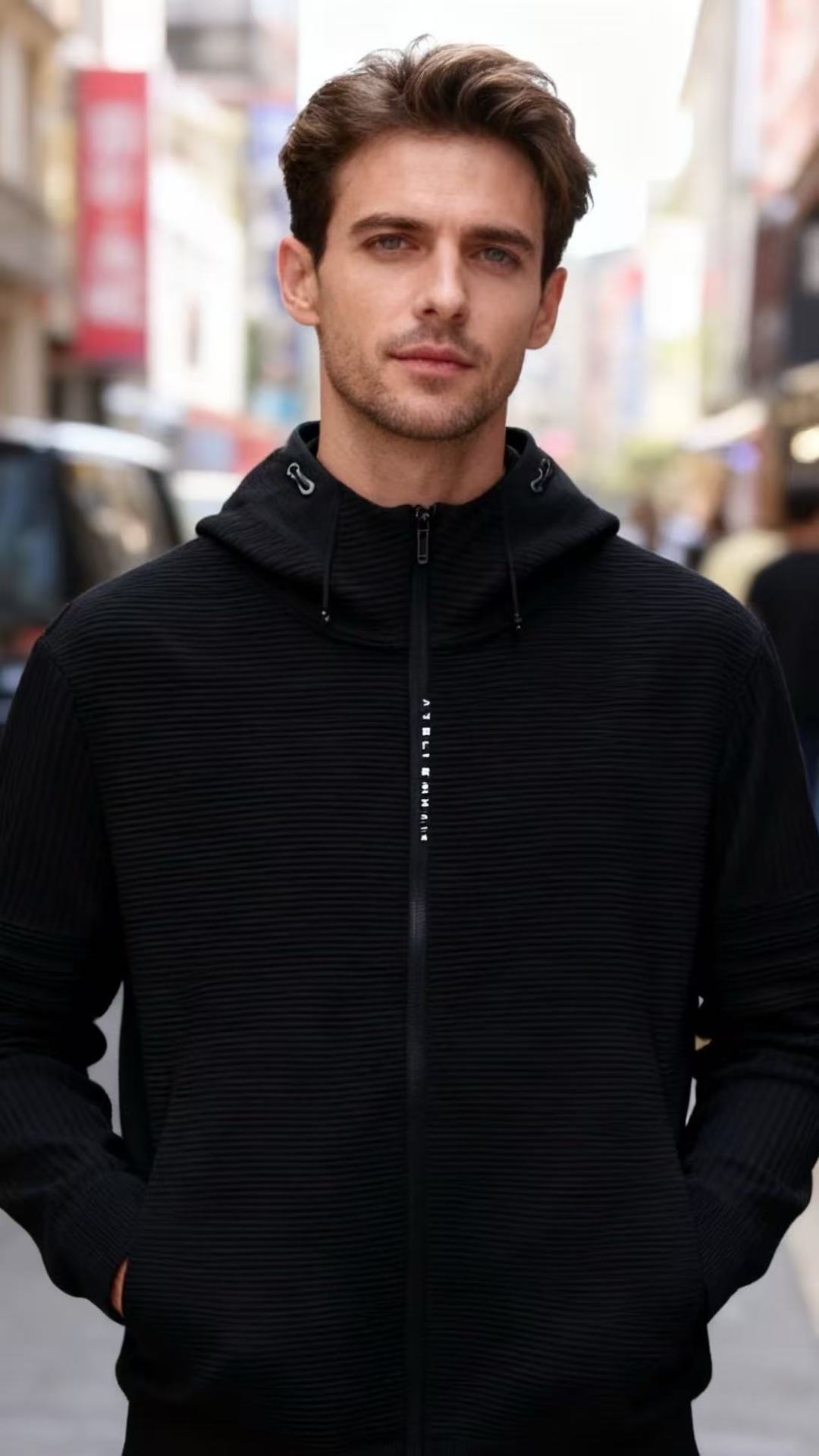 NO:648462,Jenny*/Ze*na.  The new fashionable men's hooded jacket for autumn and winter is made of vertical textured warm fabric with fine texture and elasticity, and the overall style is simple and elegant. The hooded design is equipped with zipper closure, which is both practical and fashionable. The pockets on both sides increase the practicality, and the rib design on the cuffs and hem improves the wearing comfort. Its body is neatly cut and the fit is loose and moderate. It does not look bloated, but also provides enough space for movement, making it suitable for daily casual occasions. It is a versatile item in autumn and winter!  Sizes 48-58, shipped next day!  ,,zegna,jackets & coats,hats,alexander wang19860909杰尼*/Ze*na. 秋冬新款时尚男士连帽外套,采用竖向纹理保暖面料制成,质感细腻且富有弹性,整体风格简约大气.连帽设计搭配拉链开合,既实用又时尚,两侧的口袋增加了实用性,袖口和下摆的罗纹设计提升了穿着的舒适度.它的衣身剪裁利落,版型宽松适中,既不会显得臃肿,又能提供足够的活动空间,适合日常休闲场合穿搭,是秋冬季节的百搭单品！尺码48-58,隔天出货！,,zegna,jackets & coats,hats,alexander wang,Men's clothing