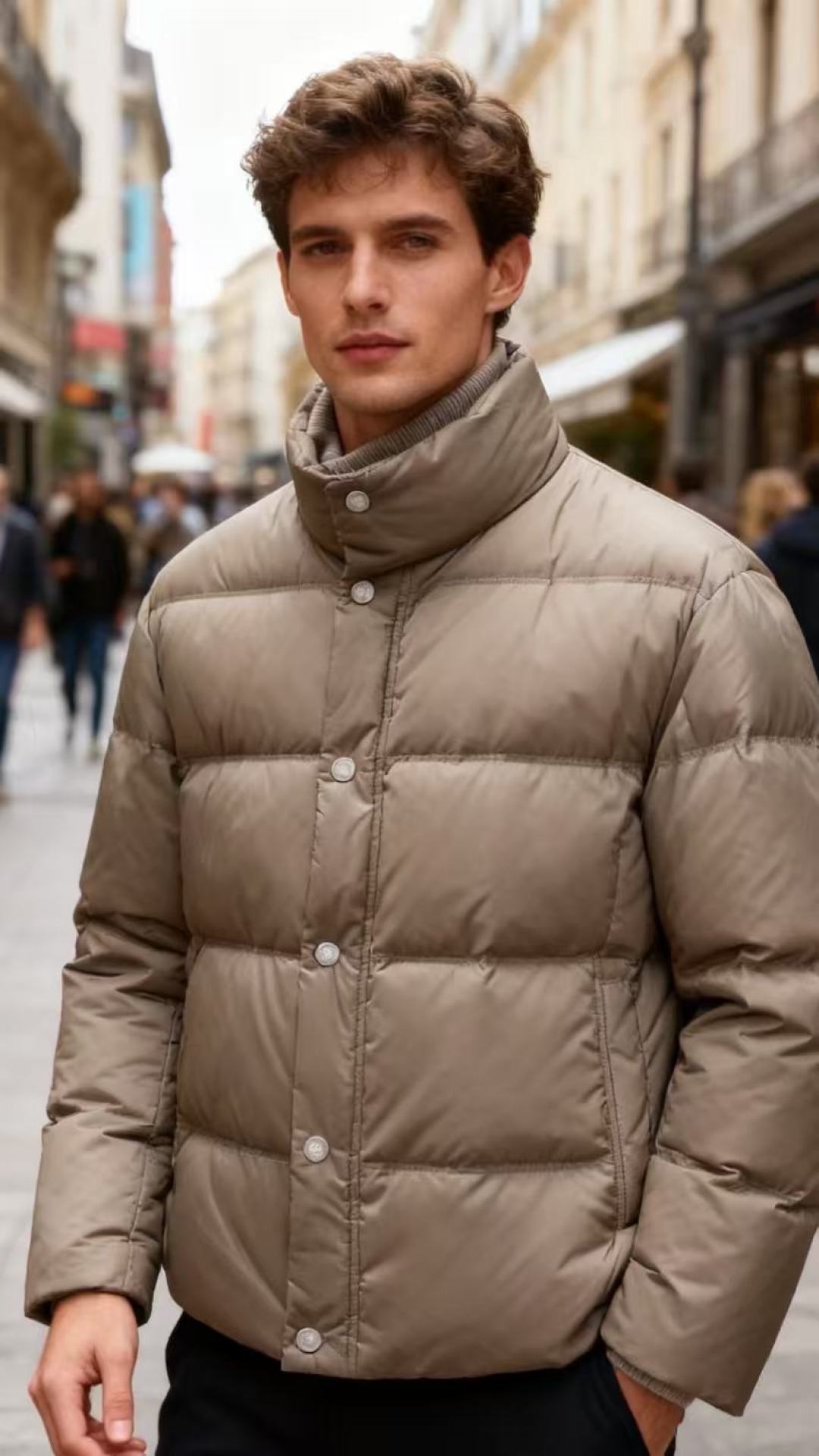 🔥杜嘉班纳.25秋冬新款男士立领羽绒服🆕设计兼具保暖性与时尚感。它的领口采用立领与罗纹拼接的设计，既能贴