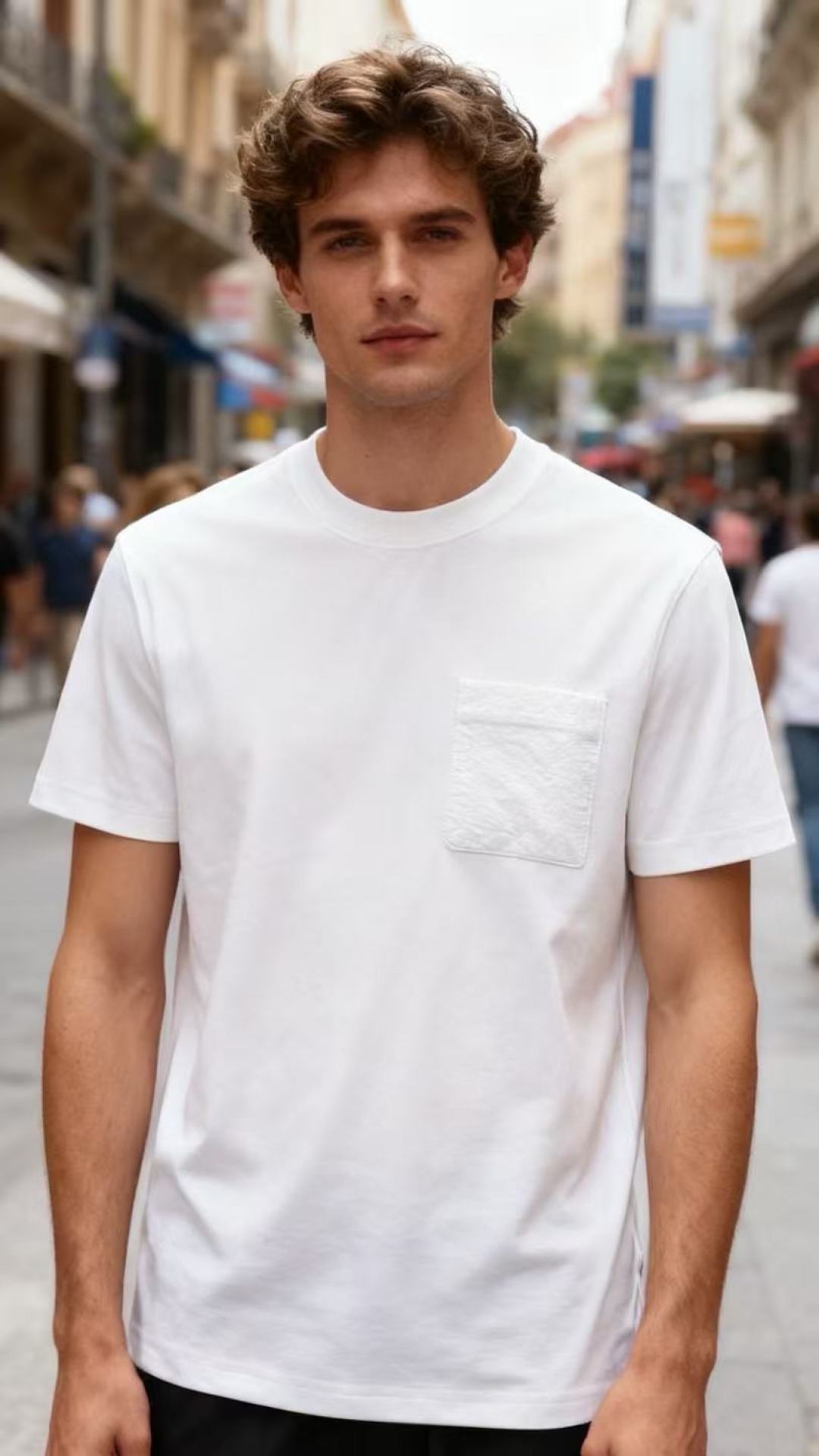 🔥路易威*/LV.2025秋冬新品！时尚男士百搭短袖T恤，采用了圆领设计，领口线条流畅自然。衣身版型宽松