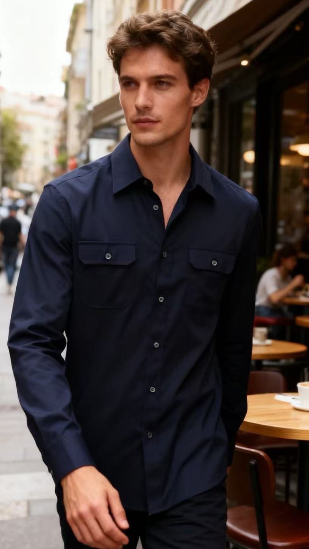 🔥BC.2025秋冬新款！时尚男士百搭长袖衬衫，整体设计简约而精致👍采用经典的尖领设计，领口线条利落。前