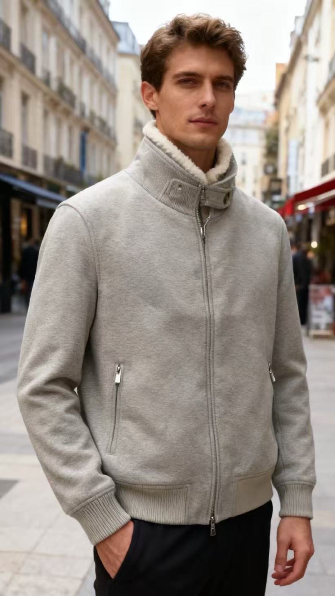 🔥lP🆕.25秋冬新款男士立领拉链夹克🆕采用柔软舒适保暖面料，触感舒适且富有弹性，能很好地贴合身形，同时