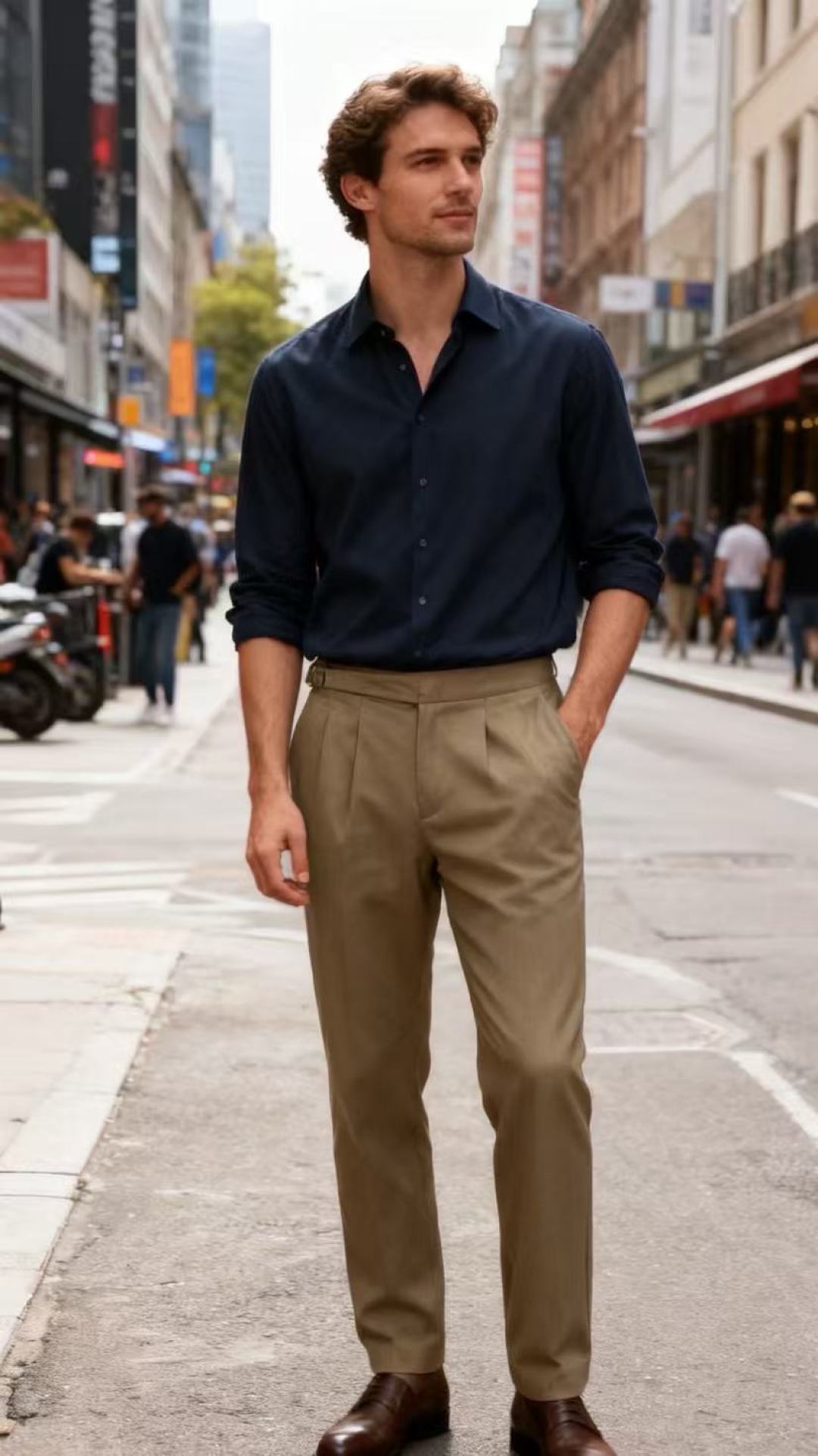 🔥lP🆕.2025秋冬新款！时尚男士百搭双褶西裤👍在面料的选择上尤为考究，呈现出细腻的质感与柔和的光泽，