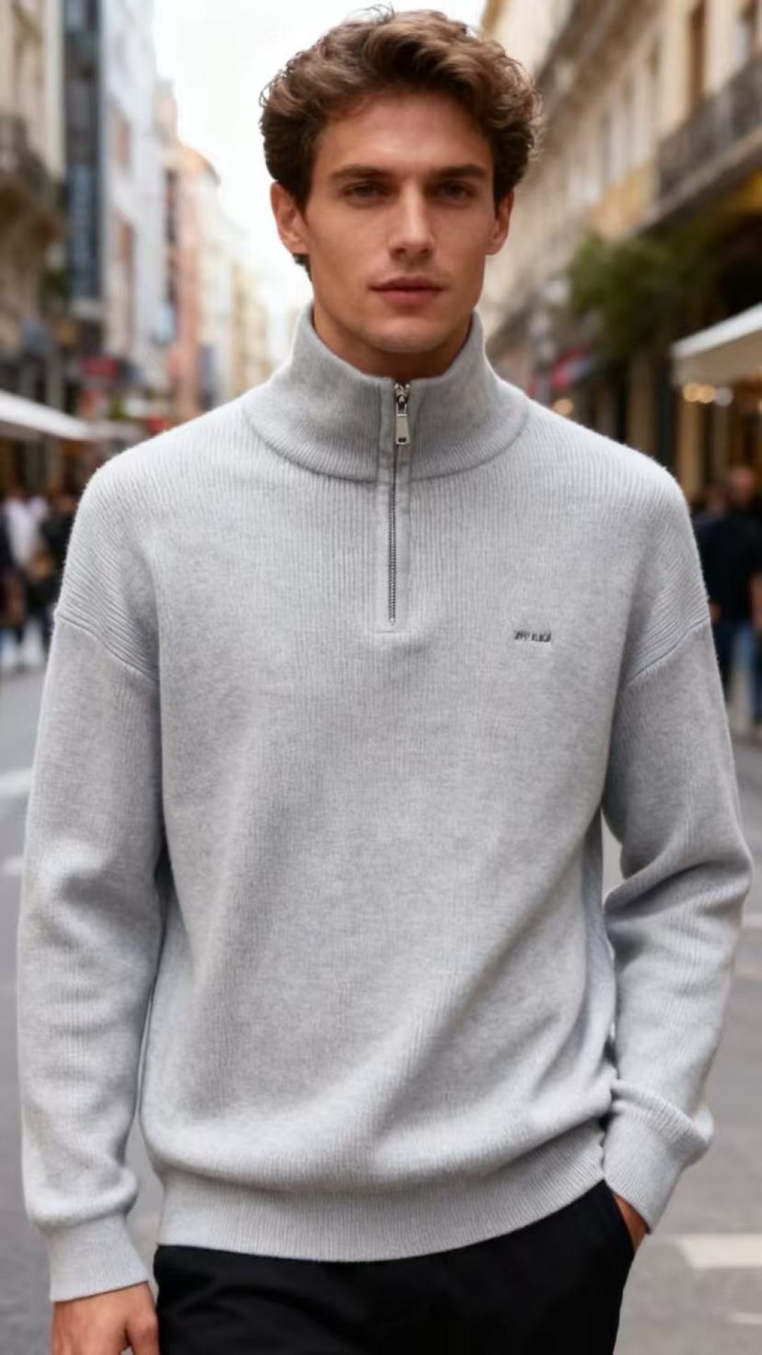 NO:626403,Pr*/Pr*da. New style for autumn!  Fashionable men's half-zip stand-up collar sweater is made of comfortable and warm knitted fabric with a crisp texture. The half-zip stand-up collar design is simple and practical, and the zipper details at the collar add a bit of neatness. The overall shape is casual and elegant, and can be adapted to a variety of styles!  A must-have for fall!  Sizes 48-56, shipped next day!  ,,prada,alexander wang19860909普拉*/Pr*da. 秋季新款！时尚男士半拉链立领针织衫采用舒适保暖针织面料,质感挺括.半拉链立领设计简约又具实用性,领口处的拉链细节增添了几分利落感.整体版型休闲大方,可适配多种风格穿搭！秋季必备单品！尺码48-56,隔天出货！,,prada,alexander wang,Men's clothing