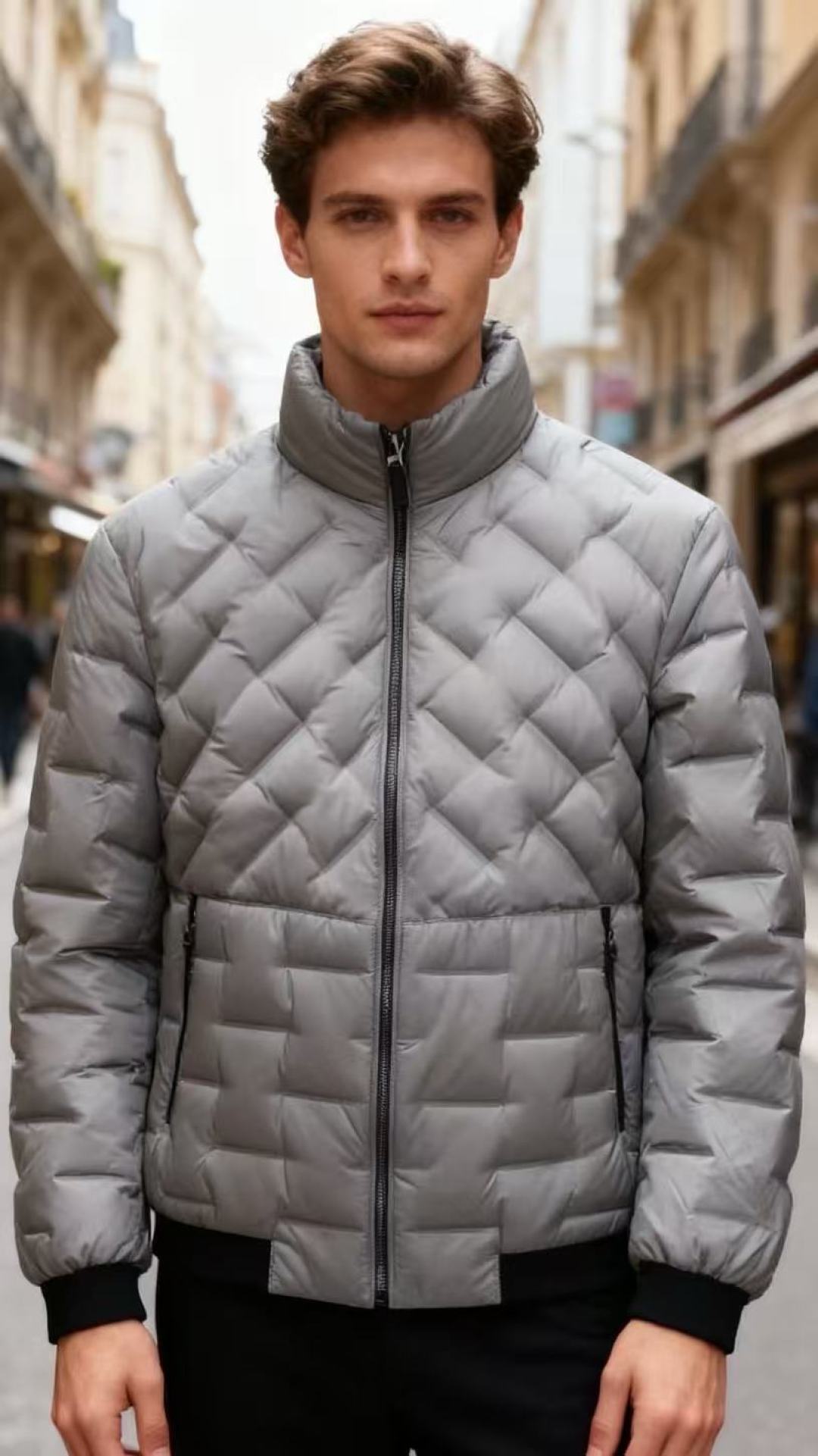 NO:626456,Ermenegildo Zegna. The new fashionable men's stand-collar down jacket for autumn and winter adopts diamond quilting design (diamond grid on the body + square grid on the hem), with full zipper closure and side zipper pockets. The interior is filled with white duck down for warmth and simple texture. The style is business casual, suitable for daily commuting, light business and other scenes in autumn and winter. It is a winter item with both practicality and wearability!  Sizes 48-56, shipped next day!  ,,zegna,down jacket,alexander wang19860909杰尼亚. 秋冬新款时尚男士立领羽绒服,采用菱格绗缝设计（衣身菱形格+下摆方形格拼接）,搭配全拉链闭合与侧边拉链口袋,内里采用白鸭绒填充兼具保暖性与简约质感,风格偏向商务休闲,适配秋冬日常通勤、轻商务等场景,是实用性与穿搭调性兼具的冬季单品！尺码48-56,隔天出货！,,zegna,down jacket,alexander wang,Men's clothing