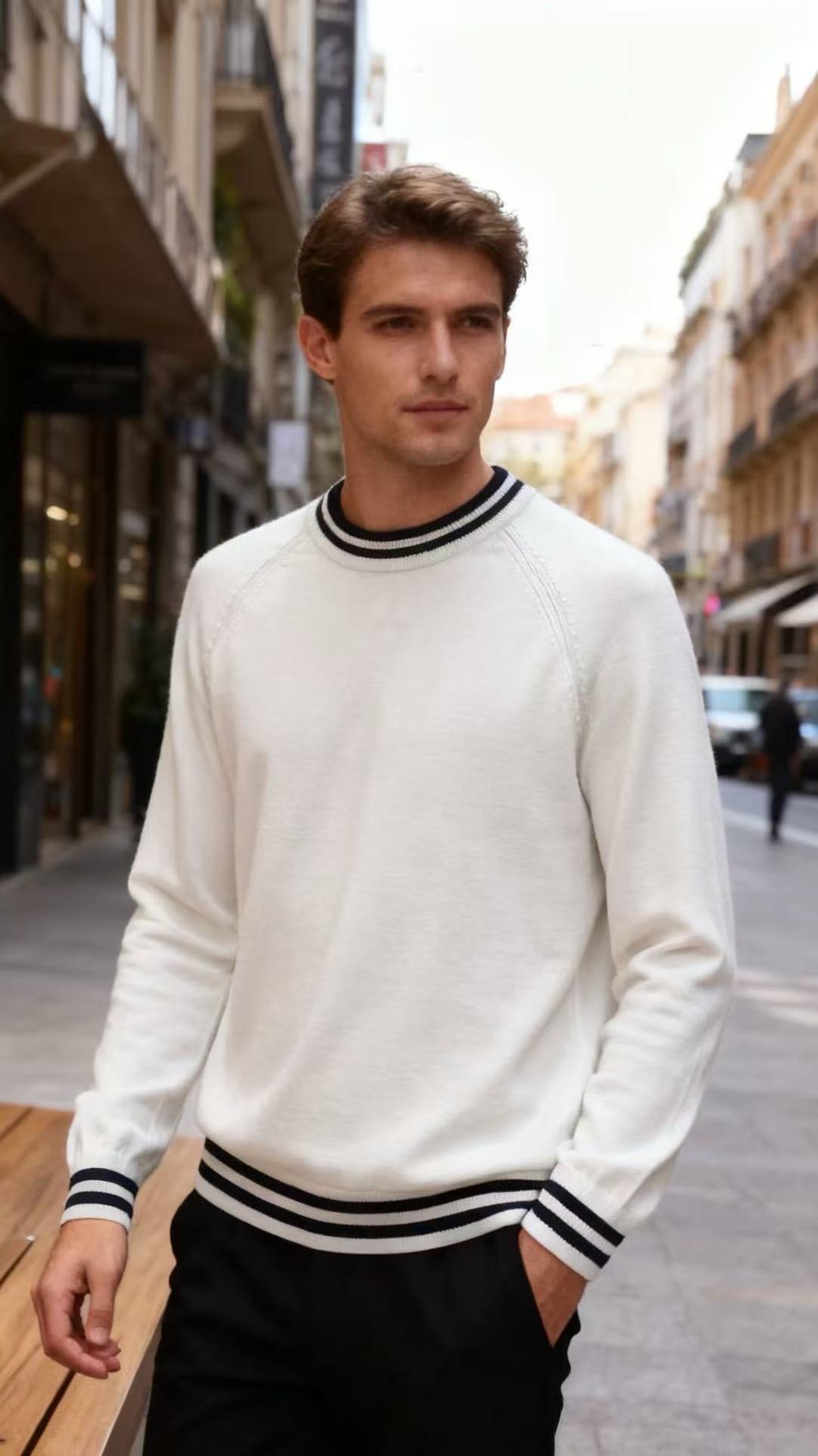 NO:643802,LP. 25 new autumn and winter styles!  Fashionable men's knitted sweater with classic crew neck design!  It adopts a delicate knitted texture and has a soft texture; the design follows the classic college style route. The collar, cuffs and hem are all matched with contrasting striped ribbed edges, which is neat and refined. The shoulders have subtle stitching texture to enrich the level of details. The version is a slim-fitting style, neat and not bloated. It is versatile for daily wear alone or inside, and the style is casual and light and sophisticated!  Sizes 48-56, shipped next day!  ,,loro piana,sweaters,alexander wang19860909LP. 25秋冬新款！时尚男士针织毛衣经典圆领设计！采用细腻针织纹理,质感柔和；设计走经典学院风路线,领口、袖口和下摆均搭配撞色条纹罗纹边,利落精致,肩部带有细微缝线肌理以丰富细节层次,版型是修身偏合身的款式,利落不臃肿,日常单穿或内搭都很百搭,风格休闲又带轻熟感！尺码48-56,隔天出货！,,loro piana,sweaters,alexander wang,Men's clothing