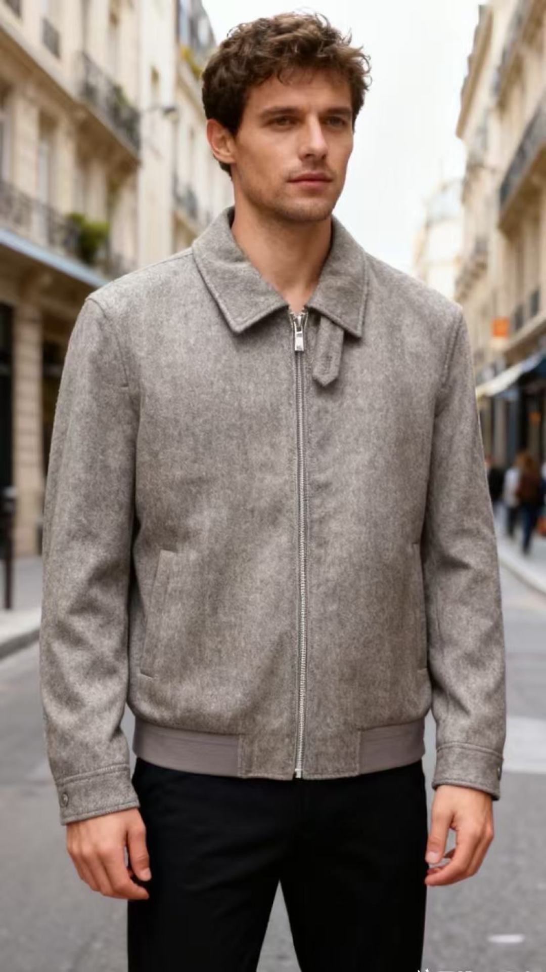 NO:648475,BC. 25 new autumn and winter styles!  Fashionable men's all-match jacket uses an Italian lapel zipper jacket made of blended wool. The overall appearance is a delicate woolen texture. The classic pointed collar design is paired with a metal zipper closure. The body is neatly cut. The ribbed edges at the hem add a casual texture. The cuffs have simple button details. The overall style is low-key and luxurious. It has the attributes of business casual wear. It is a single item that combines texture and practicality in autumn and winter!  Sizes 48-56, shipped next day!  ,,jackets & coats,jackets & coats,alexander wang19860909BC. 25秋冬新款！时尚男士百搭外套采用混纺羊毛材质的意式翻领拉链夹克,整体呈现出细腻的毛呢肌理感,经典的尖领设计搭配金属拉链开合,衣身剪裁利落挺括,下摆处的罗纹收边增添了休闲质感,袖口带有简约的纽扣细节,整体风格偏向低调奢华的老钱风,兼具商务休闲的穿搭属性,是秋冬季节兼具质感与实穿性的单品！尺码48-56,隔天出货！,,jackets & coats,jackets & coats,alexander wang,Men's clothing