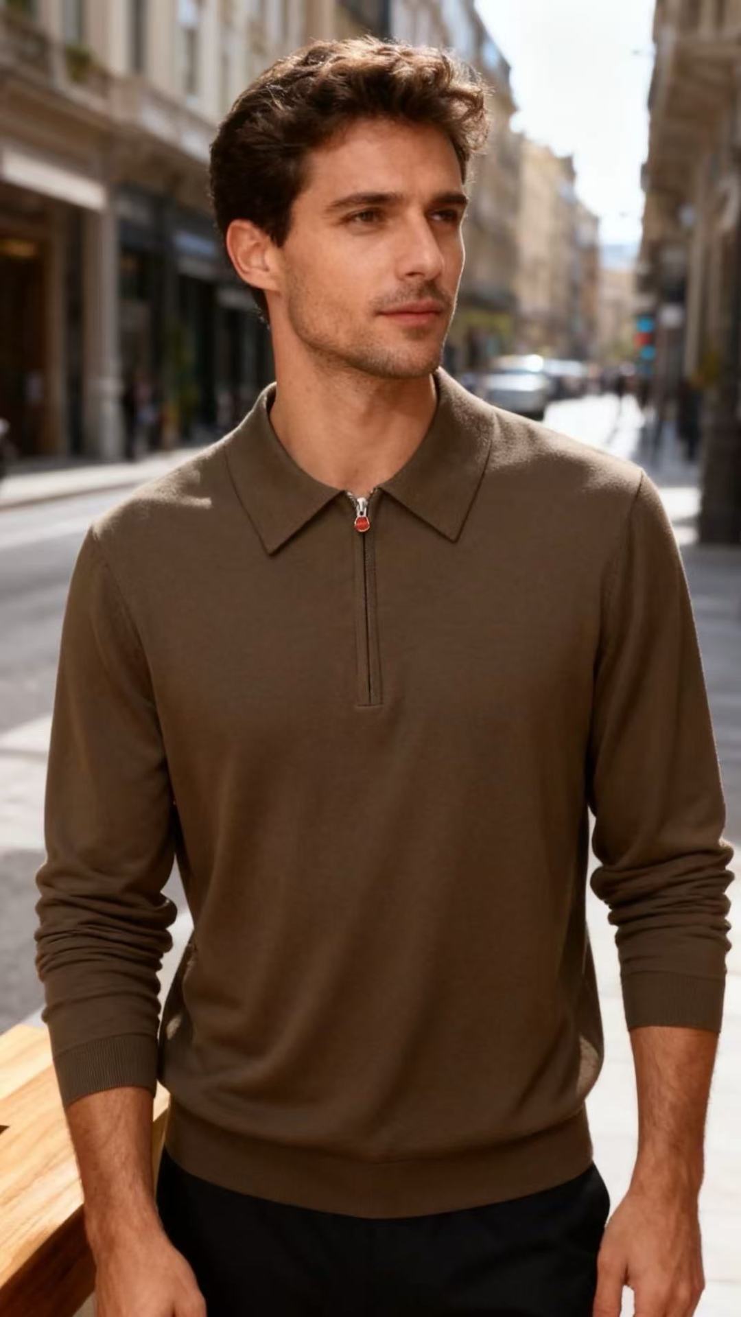 NO:656206,Kiton. 25 new autumn styles!  Fashionable men's long-sleeved knitted Polo shirt is made of fine knitted fabric, with soft texture and good drape. The classic Polo lapel design is paired with a short zipper on the front, and the zipper head is decorated with red brand letter LOGO details, which becomes a visual highlight. It is simple yet exquisite. The version is slim-fitting and has neat lines. The overall style has both business formality and daily casualness. The navy blue color is calm and elegant, suitable for a variety of wearing scenarios!  Sizes 48-56, shipped next day!  ,,alexander wang19860909Kiton. 25秋季新款！时尚男士长袖针织Polo衫,整体采用细腻的针织面料打造,质感柔软且垂坠感良好.经典的Polo翻领设计搭配前襟短款拉链,拉链头处点缀红色品牌字母LOGO细节,成为视觉亮点,简约中透着精致.版型为修身剪裁,线条利落,整体风格兼具商务正式感与日常休闲性,藏青色调沉稳大气,适配多种穿搭场景！尺码48-56,隔天出货！,,alexander wang,Men's clothing