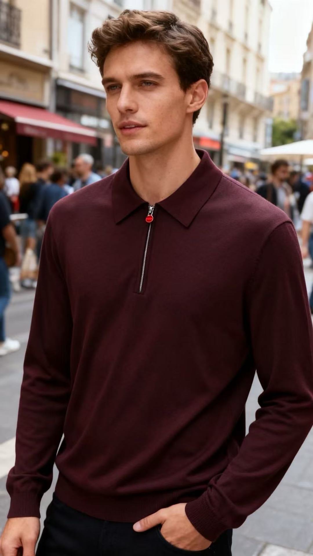 🔥Kiton.25秋季新款！时尚男士长袖针织Polo衫，整体采用细腻的针织面料打造，质感柔软且垂坠感良好