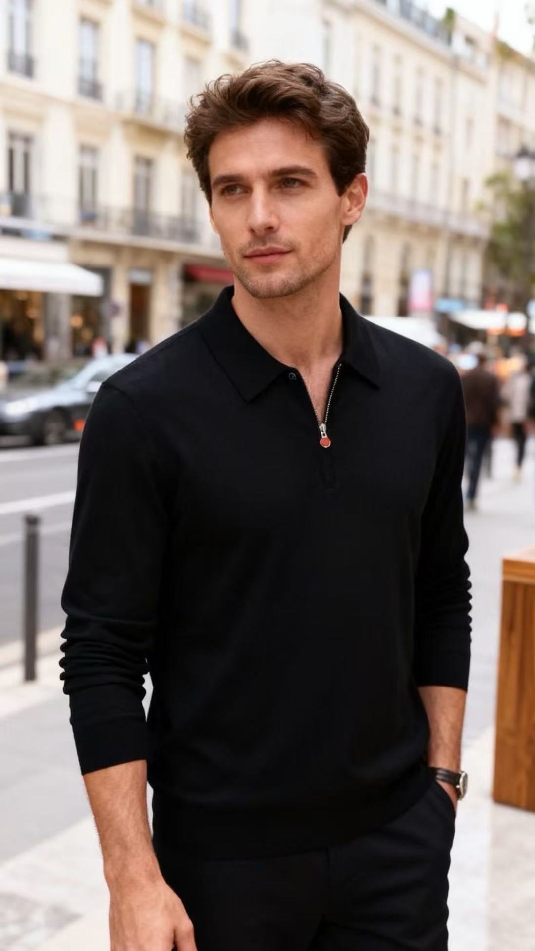 🔥Kiton.25秋季新款！时尚男士长袖针织Polo衫，整体采用细腻的针织面料打造，质感柔软且垂坠感良好