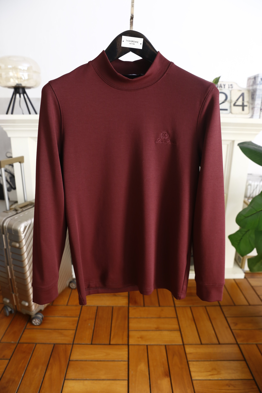 🔥lP🆕.25秋冬新款！时尚男士百搭半高领长袖上衣，采用莫代尔精梳棉羊毛混纺面料👍胸前品牌精致绣花字母L