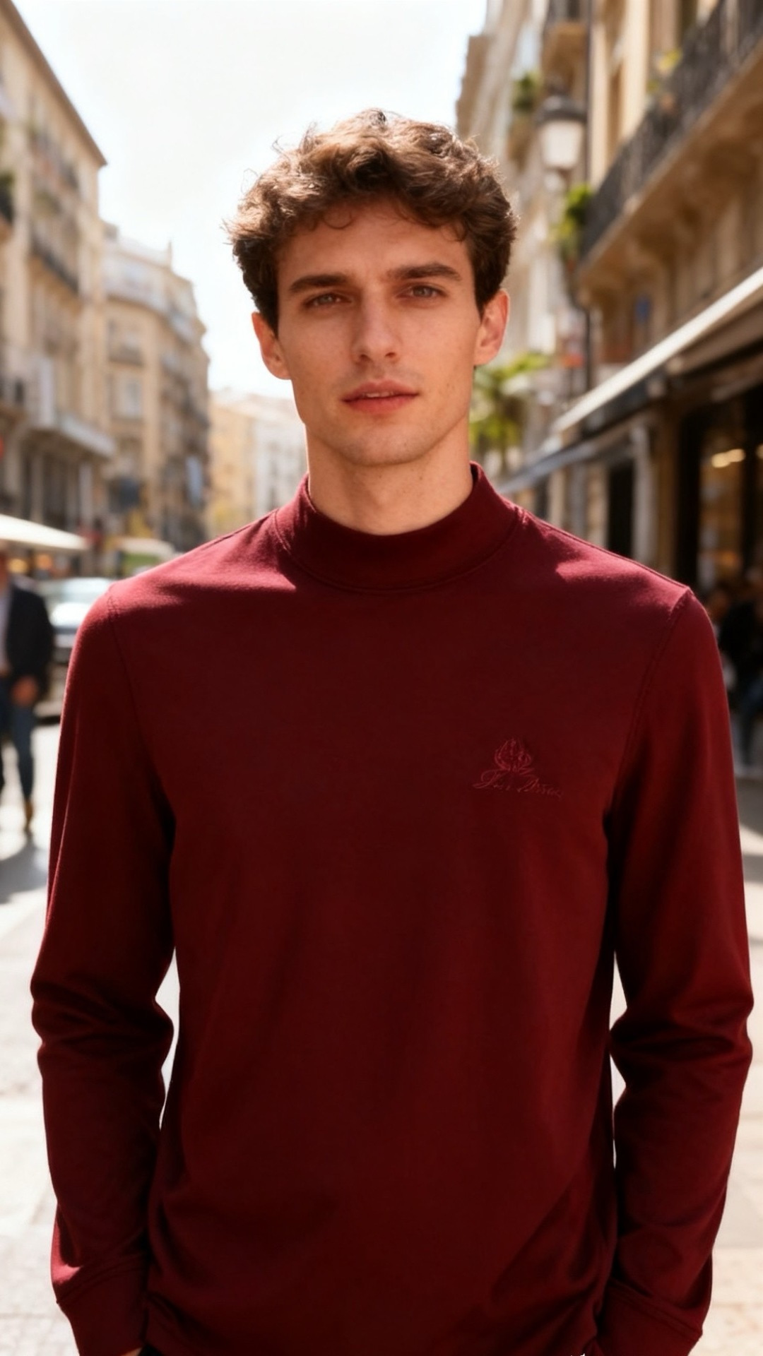 🔥lP🆕.25秋冬新款！时尚男士百搭半高领长袖上衣，采用莫代尔精梳棉羊毛混纺面料👍胸前品牌精致绣花字母L