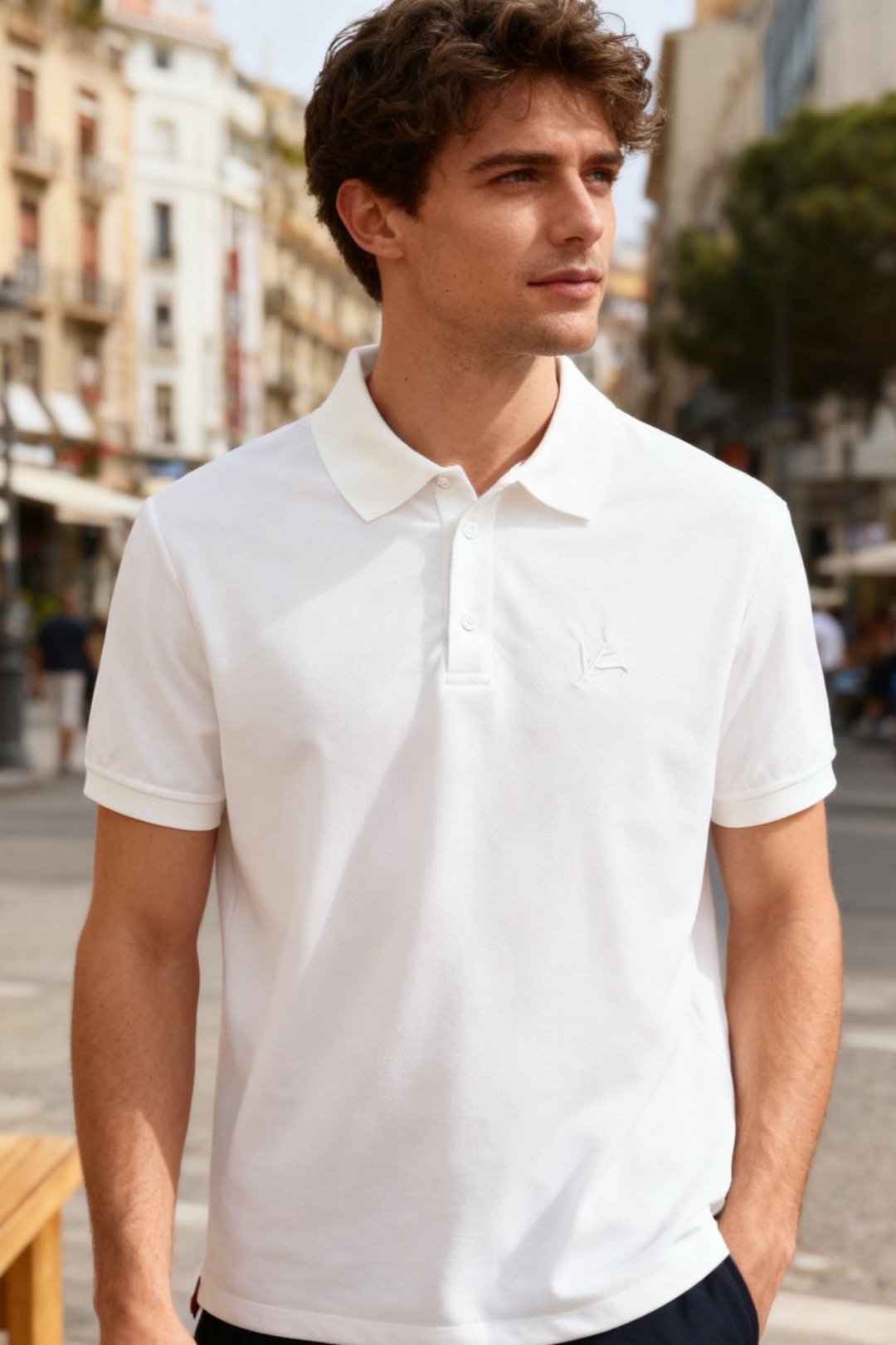 NO:712045,kiton.  The new 26ss early spring short-sleeved Polo shirt adopts a classic Polo collar design, with three buttons at the placket. The brand element LOGO on the chest is paired with the short-sleeved cuffs, which are conventionally hemmed. The overall fit is a straight cut; it is made of fine plain fabric, which feels smooth and has a good drape. The button accessories have a solid texture and an embossed logo.  The details are improved and the slit hem allows for more freedom of movement; the style combines leisure and light business, and can be paired with trousers and casual pants. It is suitable for workplace commuting, business negotiations, daily leisure and other scenes. It is a versatile classic item for men in all seasons. Its simple and elegant design, comfortable fabric texture and compatibility in multiple scenes make it a must-have item for trendy men!  Sizes 48-56, shipped next day!  ,,T-shirt,19860909kiton. 26ss早春新品短袖Polo衫采用经典Polo领设计,门襟处设三颗纽扣开合,胸前品牌元素LOGO搭配短袖袖口为常规包边处理,整体是合身的直筒剪裁；选用细腻的平纹面料打造,触感顺滑且具有良好的垂坠感,纽扣配件质感扎实,浮雕标识提升了细节精致度,开叉衣摆让活动更自在；风格融合休闲与轻商务,可搭配西裤、休闲裤、适用于职场通勤、商务洽谈、日常休闲等多种场景,是男士四季百搭的经典单品,其简约大气的设计、舒适的面料质感以及多场景的穿搭兼容性,潮男必备单品！尺码48-56,隔天出货！,,T-shirt,,Men's clothing