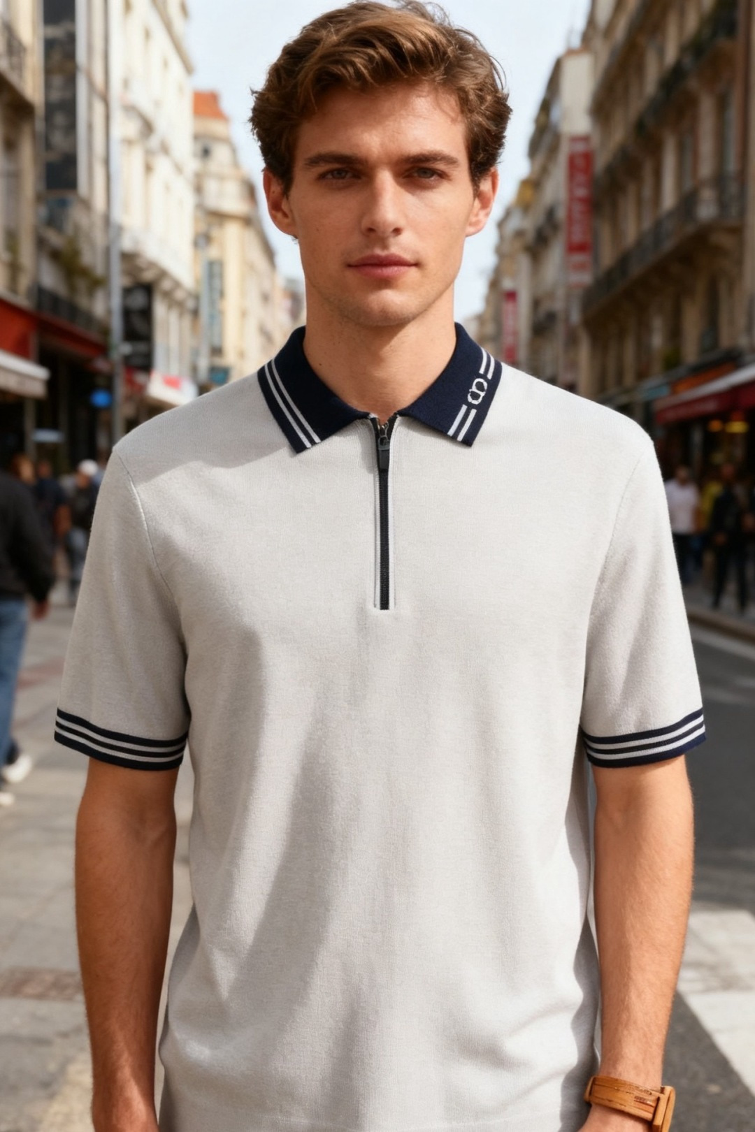NO:712048,Dior.25 autumn and winter men's Polo short-sleeved shirt adopts a classic lapel design, with striped details on the collar, and a half-open zipper style. The sleeves are short-sleeved, and the cuffs are also decorated with stripes. The body is made of flat knitted fabric, and the overall shape is regular. The tailoring fits the body shape. It has both casual and light business wear attributes. The fabric is soft and the style is stiff, suitable for various daily scenes!  Sizes 48-56, shipped next day!  ,,dior,T-shirt,19860909迪奥. 25秋冬男士Polo短袖衫采用经典翻领设计,领口处饰有条纹细节,门襟为半开拉链开合样式.袖型为短袖,袖口同样带有条纹装饰,衣身是平整的针织面料质感,整体为常规版型,剪裁贴合身形,兼具休闲与轻商务的穿搭属性,面料柔软且版型挺括,适合日常多种场景搭配！尺码48-56,隔天出货！,,dior,T-shirt,,Men's clothing