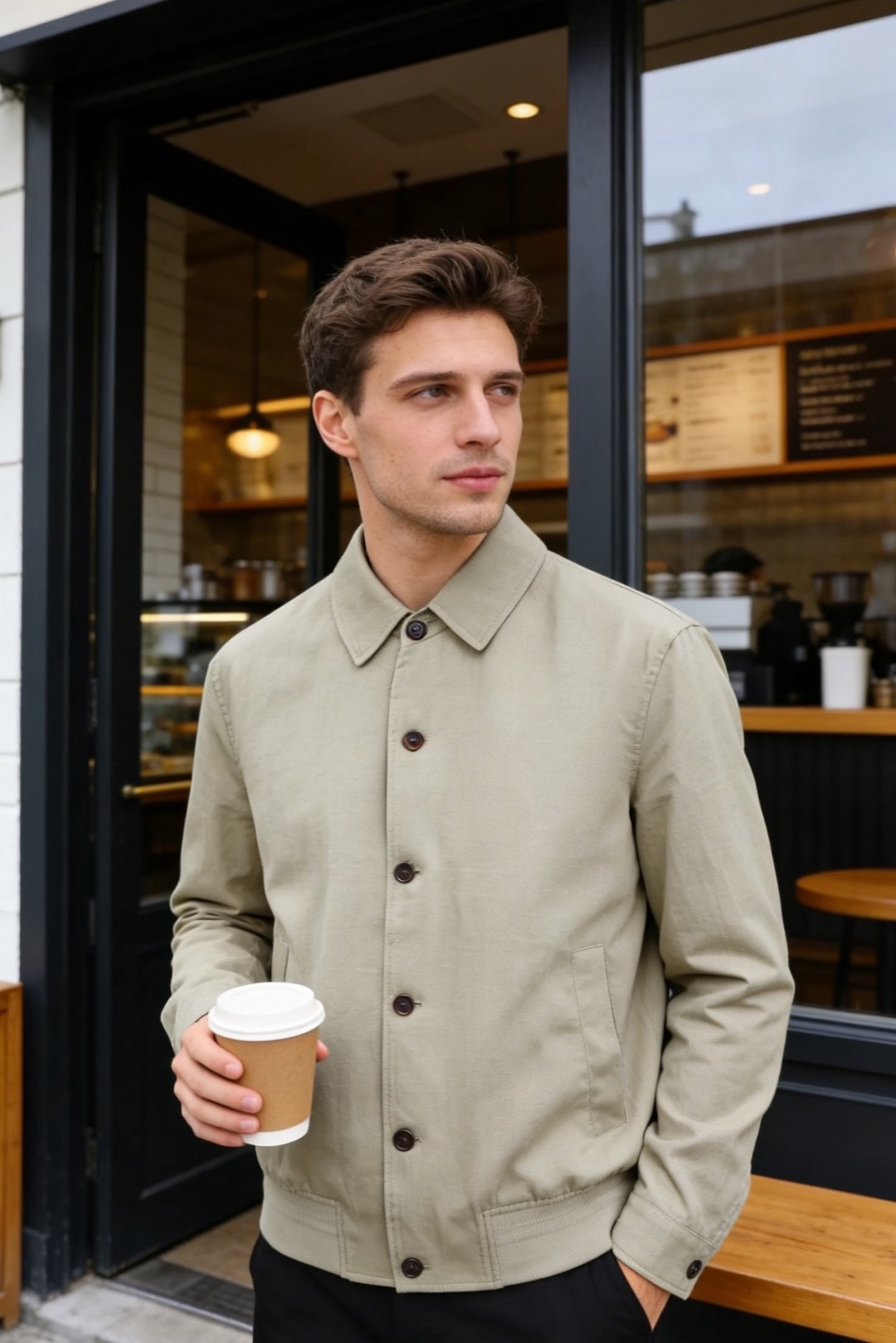 🔥lP🆕.（🌾）2026早春新品！时尚男士原单翻领夹克，采用兼具挺括感与透气性的面料打造，简约利落的单排