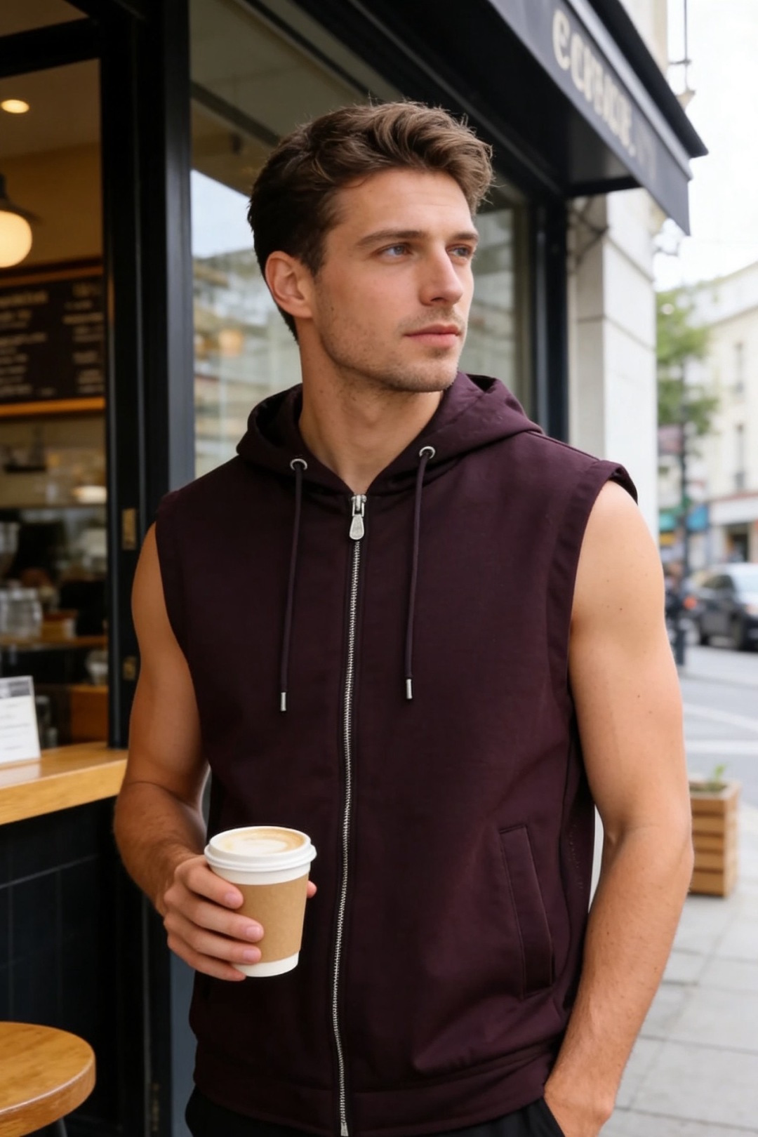 🔥BC.（🌾）2026早春新款🆕时尚男士原单连帽马甲，采用质感柔软且挺括的面料打造，无袖剪裁结合连帽设计