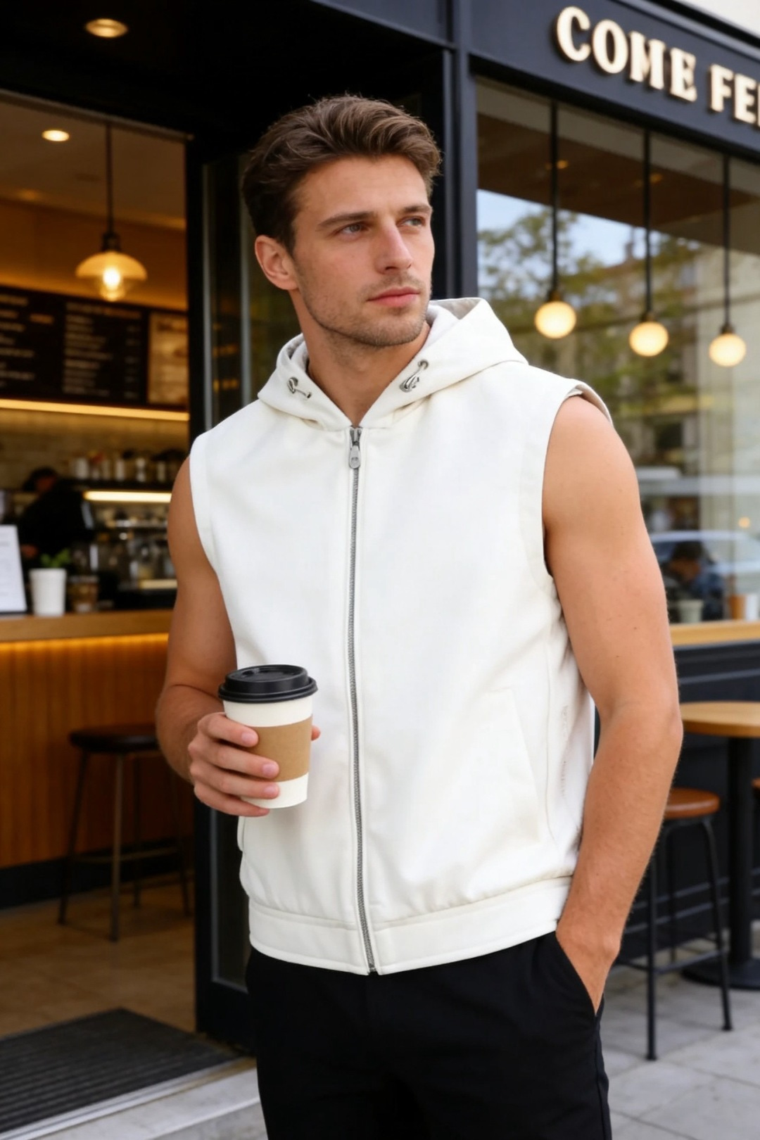 🔥BC.（🌾）2026早春新款🆕时尚男士原单连帽马甲，采用质感柔软且挺括的面料打造，无袖剪裁结合连帽设计