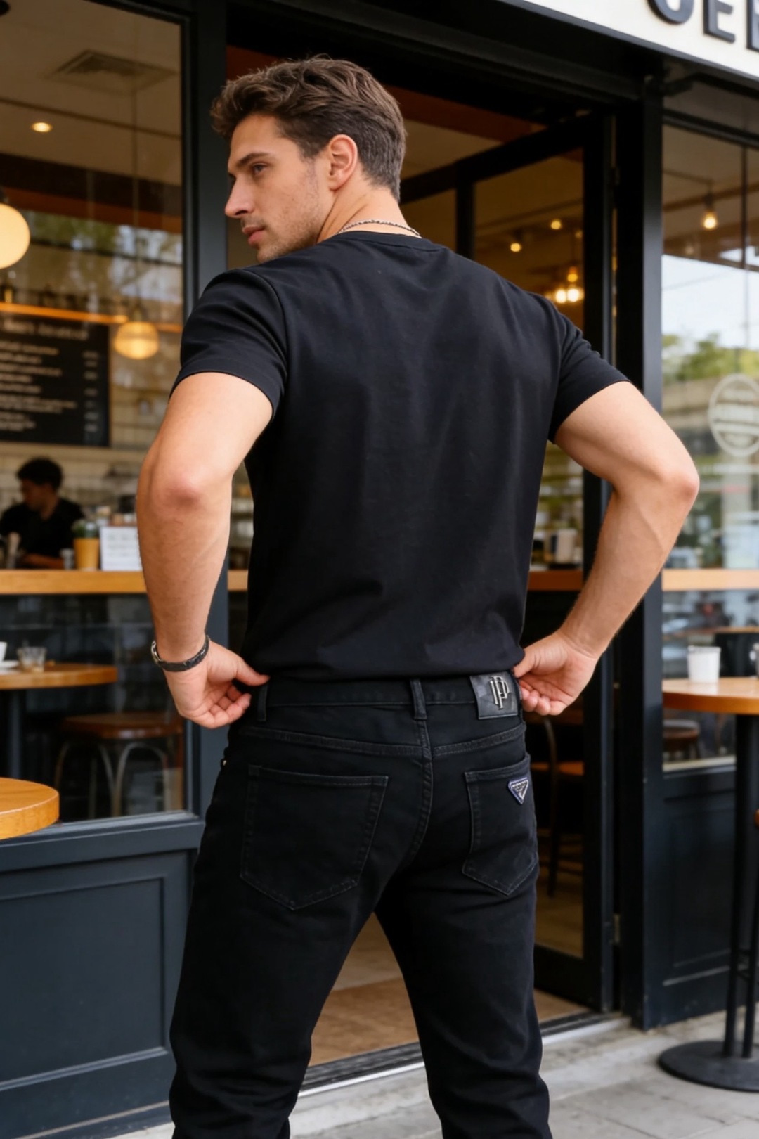 NO:877407,Prada.  Men's dark jeans are a brand item that combines simple texture and iconic details. They are made of high-density stretch denim fabric, which is soft to the touch and has good wrinkle resistance and wear resistance, and is not easy to fade and deform. The luxury classic brand element LOGO is paired with low-key pure black pants to hide the brand recognition.  It is high-quality and has a light and luxurious texture in every detail. The slim tapered cut fits the leg lines and can modify the shape of the legs. It is suitable for a variety of combinations such as casual shoes and formal leather shoes. Whether it is daily commuting or light social scenes, it can easily enhance the sense of luxury. It is a versatile item in the wardrobe that is both practical and luxurious!  Sizes 29-38, yes 35/no 37!  Ships next day!  ,,prada,jeans,19860909普拉达. 男士深色牛仔裤,属于品牌兼具简约质感与标志性细节的单品.它采用高密弹力牛仔面料,触感柔软且兼具良好的抗皱性与耐磨性,不易褪色变形.奢华经典品牌元素LOGO搭配在低调的纯黑裤身上暗藏品牌辨识度,细节处彰显轻奢质感.修身锥形剪裁贴合腿部线条,能修饰腿型,适配休闲鞋履与正装皮鞋等多种搭配,无论是日常通勤还是轻社交场景,都能轻松提升造型的高级感,是衣橱中兼具实用性与奢华感的百搭单品！尺码29-38,有35/无37！隔天出货！,,prada,jeans,,Men's clothing