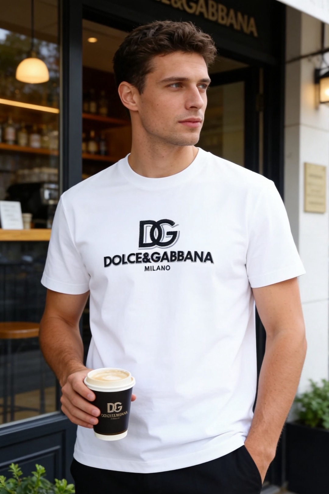 NO:743397,Dolce & Gabbana. New products for spring and summer 2026!  The fashionable men's round neck T-shirt is made of original high-quality comfortable cotton fabric, which is soft and delicate to the touch, has good breathability and drape, and is comfortable and skin-friendly on the upper body. It has a classic round neck design, and the brand logo webbing is decorated on the inside of the collar, with exquisite details. The three-dimensional embroidery process on the chest presents the brand logo with full recognition. The overall version is loose and moderate, neat and not draggy. Whether worn alone or as an inner layer, you can easily create a high-end casual look!  Sizes 48-56, shipped next day!  ,,Dolce&Gabbana,tees,t-shirt,19860909杜嘉班纳. 2026春夏新品！时尚男士圆领T恤采用原单品质舒适棉面料,触感柔软细腻,兼具良好的透气性与垂坠感,上身舒适亲肤.经典圆领设计,领口内侧饰有品牌标识织带,细节考究；胸前采用立体刺绣工艺呈现品牌标识辨识度十足.整体版型宽松适中,利落不拖沓,无论是单穿还是作为内搭,都能轻松打造高级休闲造型！尺码48-56,隔天出货！,,Dolce&Gabbana,tees，t-shirt,,Men's clothing