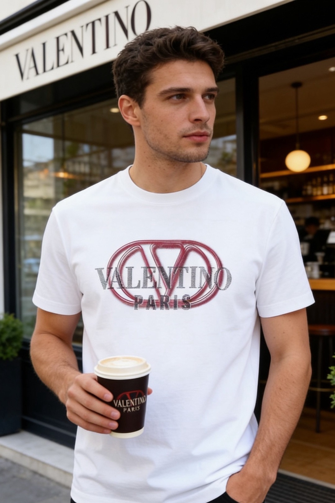 NO:743510,Valentino. The 2026 new spring and summer fashionable men's round neck T-shirt is made of original quality breathable cotton fabric, which is soft and delicate to the touch, has good breathability and drape, and is comfortable and skin-friendly on the upper body. The classic round neck design and the original letter LOGO design of the luxury brand are highly recognizable. The overall version is loose and moderate, neat and not procrastinating. Whether worn alone or as an inner layer, you can easily create a high-end casual look!  Sizes 48-56, shipped next day!  ,,valentino,tees,t-shirt,19860909华伦天奴. 2026春夏新品时尚男士圆领T恤采用原单品质透气棉面料,触感柔软细腻,兼具良好的透气性与垂坠感,上身舒适亲肤.经典圆领设计,奢华品牌原版字母LOGO设计辨识度十足.整体版型宽松适中,利落不拖沓,无论是单穿还是作为内搭,都能轻松打造高级休闲造型！尺码48-56,隔天出货！,,valentino,tees，t-shirt,,Men's clothing