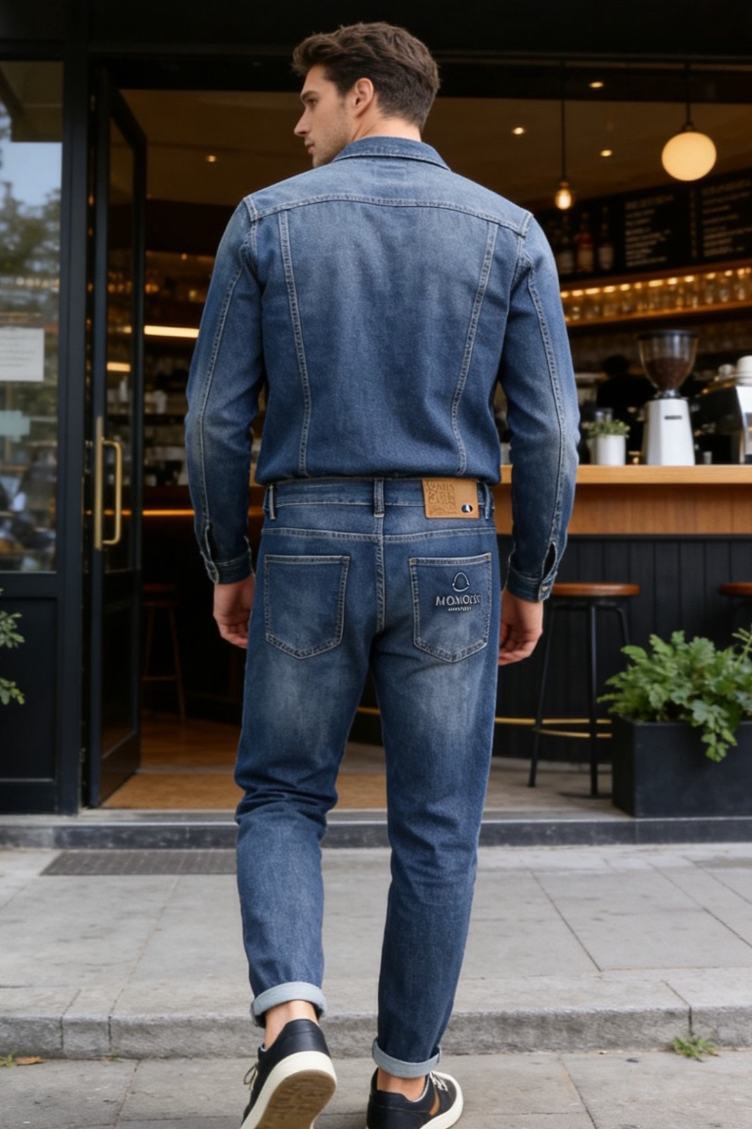 🔥蒙口.2026春季新款🆕时尚男士原单高端蓝色牛仔裤！奢华经典品牌LOGO配饰 身穿着非常舒适 低调不失