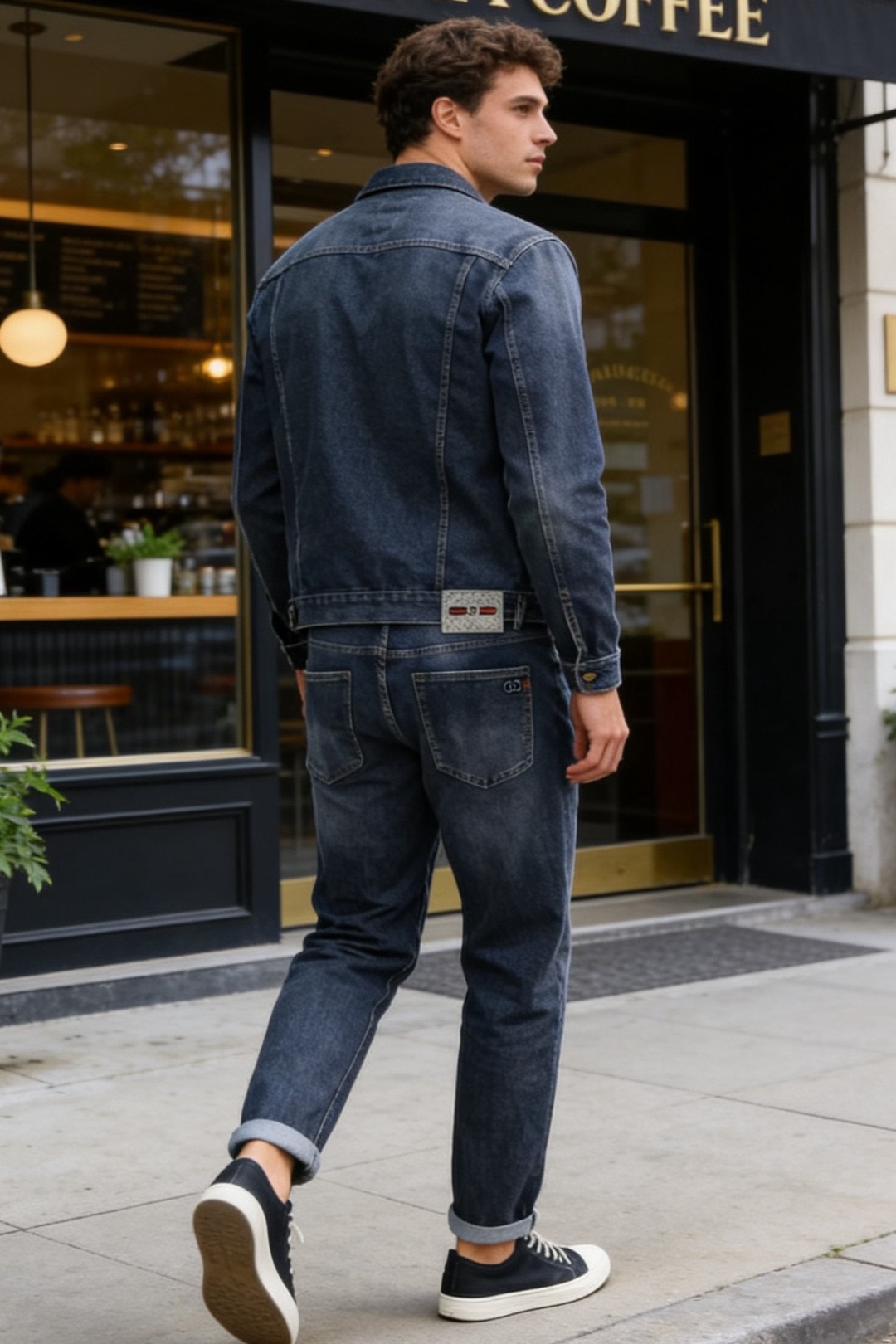 🔥古驰/Gu*ci.2026春季新款🆕时尚男士原单高端蓝色牛仔裤！奢华经典品牌LOGO配饰 身穿着非常舒