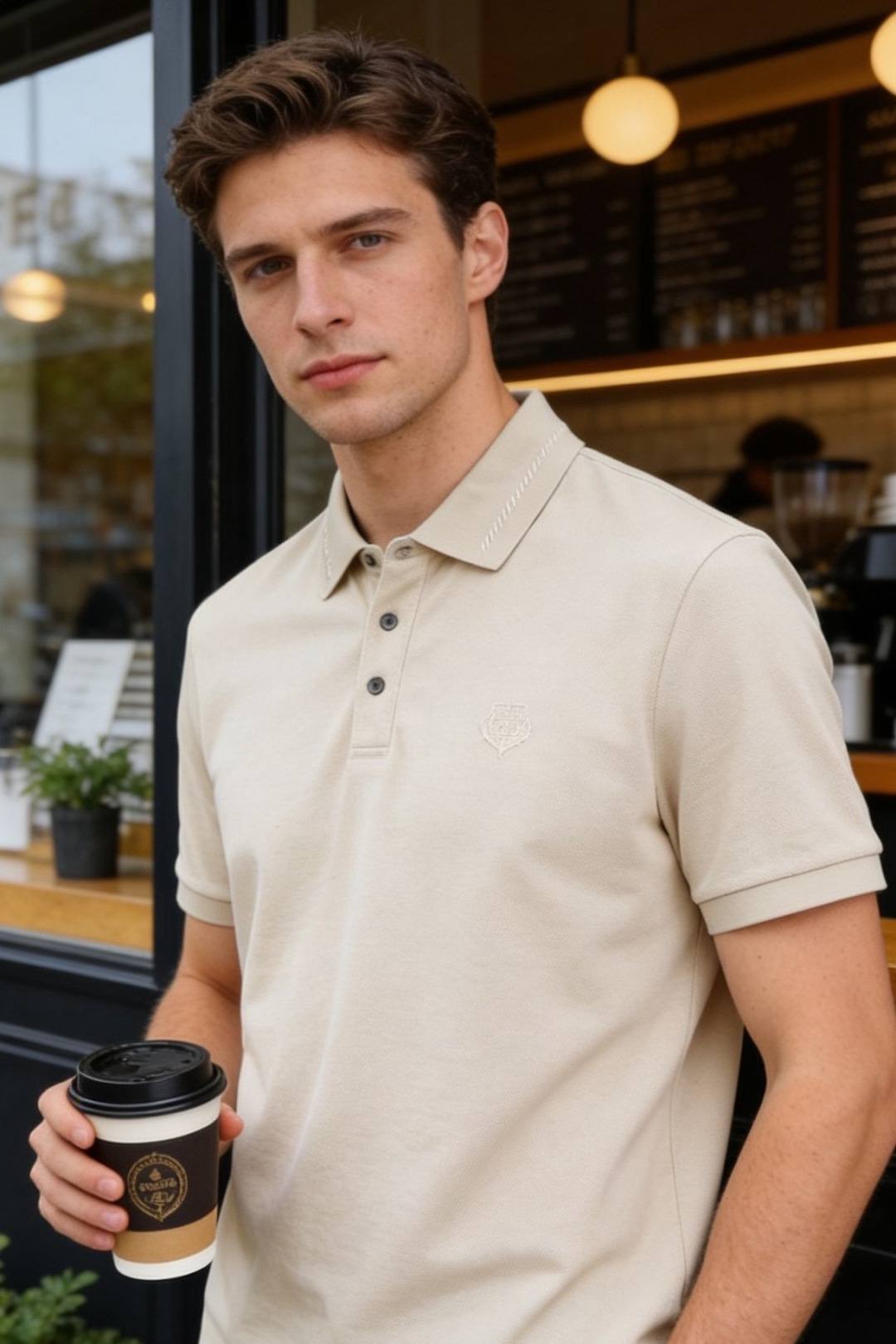 🔥Loro piana.2026春夏新品男士短袖Polo衫采用经典翻领设计，领侧饰有细腻缝线与低调标识刺