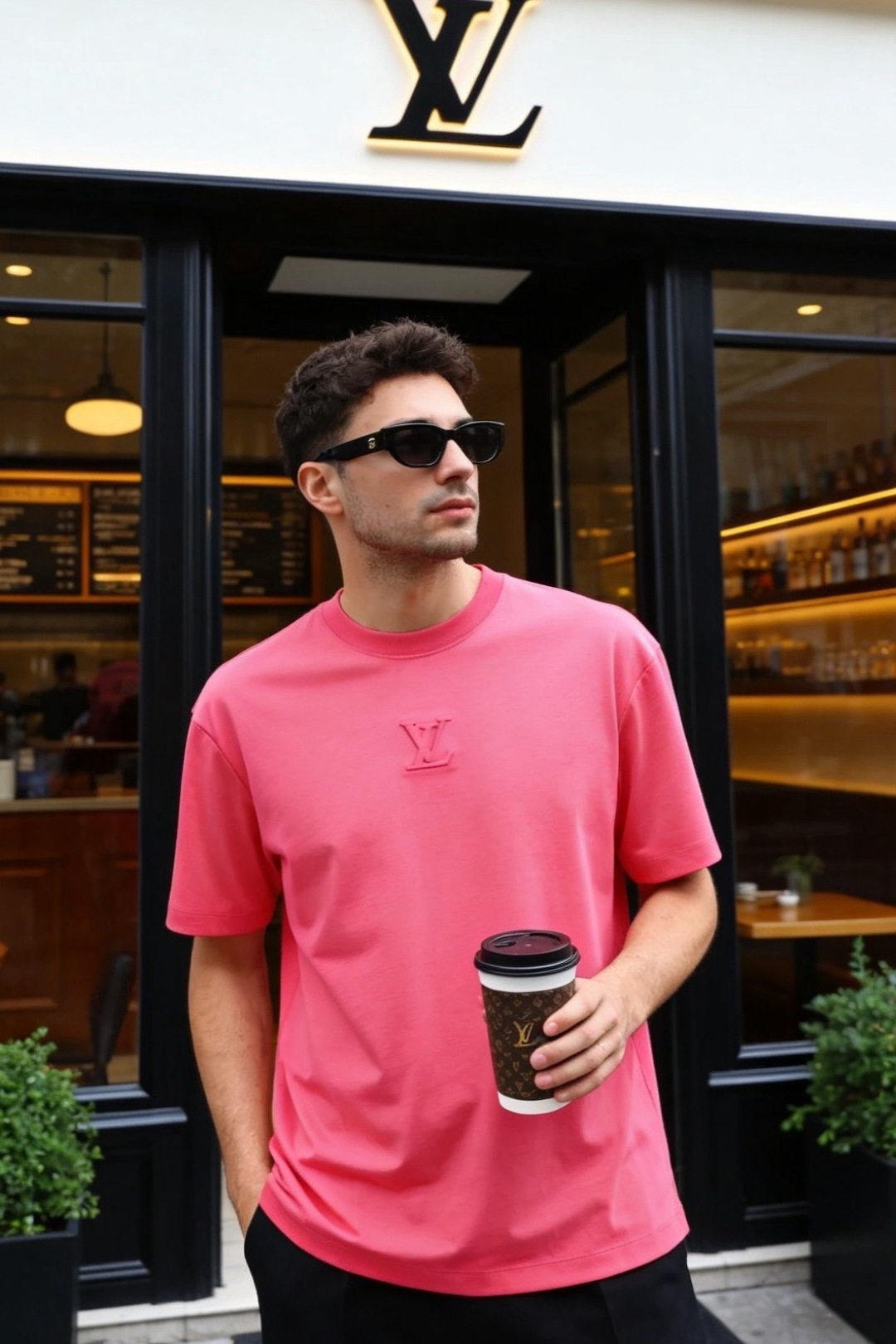 🔥LV.2026春夏新品男士短袖T恤采用经典圆领设计，领口线条流畅贴合颈部，版型宽松舒适，兼具休闲感与利