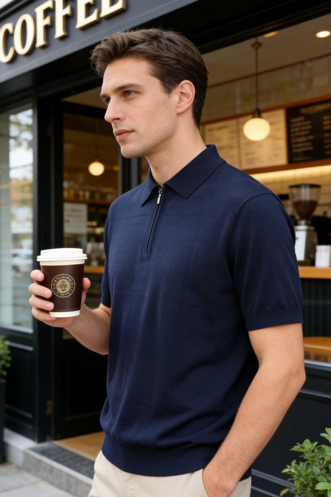 🔥Loro piana.2026春夏新品男士短袖Polo衫采用经典翻领设计，门襟处融入半开拉链设计，既保