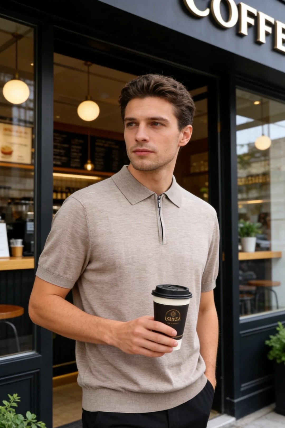 🔥Loro piana.2026春夏新品男士短袖Polo衫采用经典翻领设计，门襟处融入半开拉链设计，既保