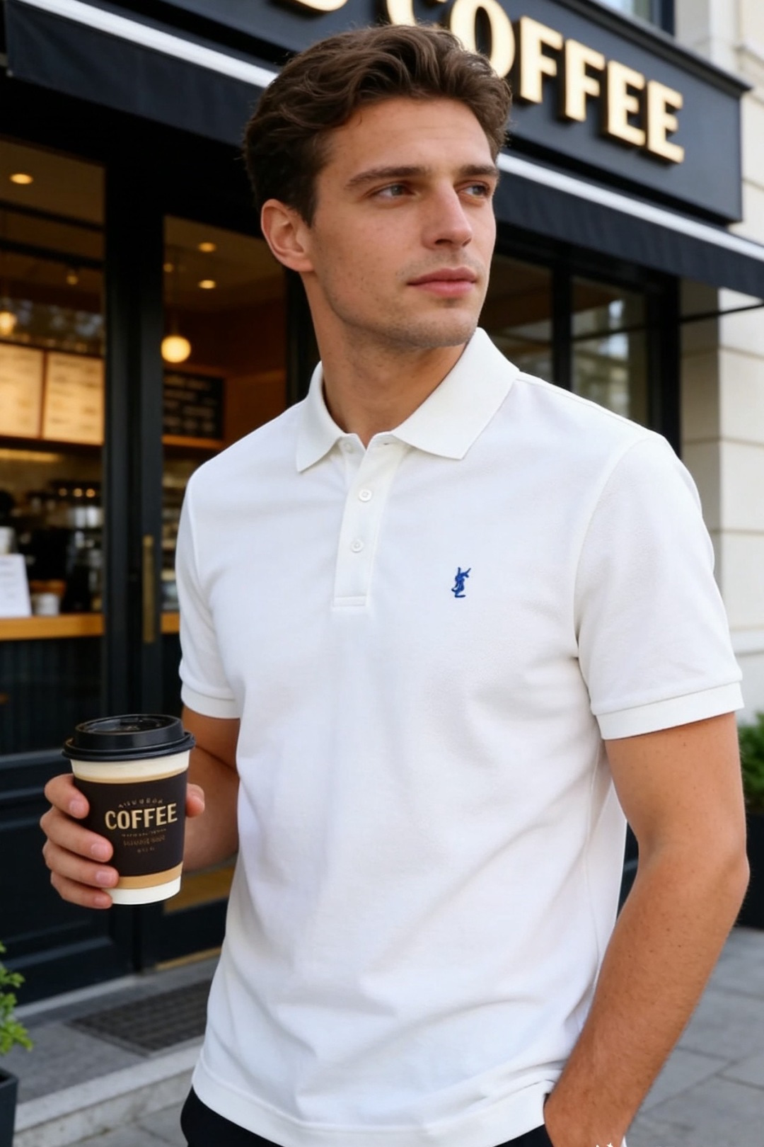 🔥圣罗兰.2026春夏新品男士短袖Polo衫采用经典平翻领设计，门襟以多颗纽扣开合，线条简洁利落，版型规