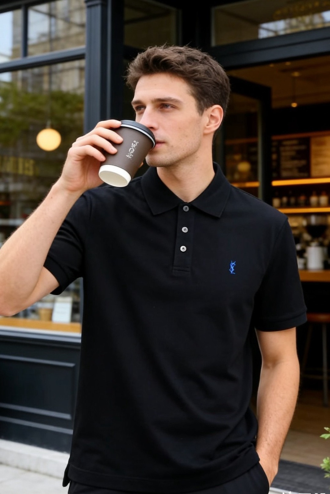 🔥圣罗兰.2026春夏新品男士短袖Polo衫采用经典平翻领设计，门襟以多颗纽扣开合，线条简洁利落，版型规