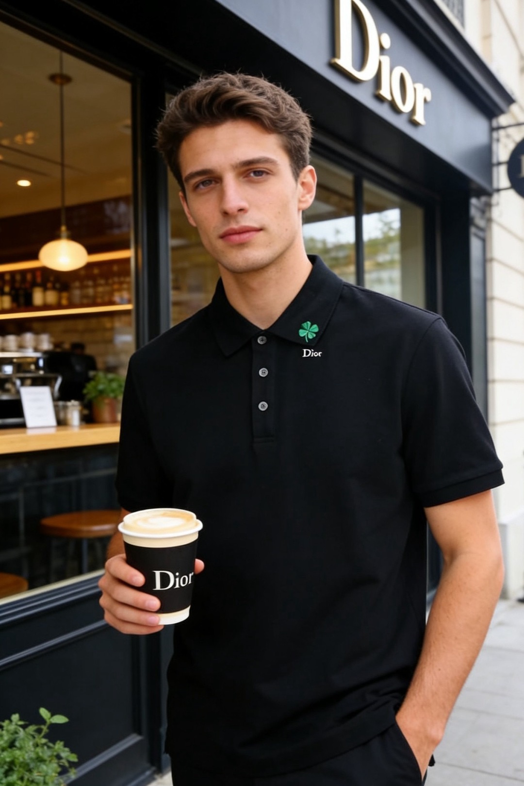 🔥迪奥.2026春夏新品男士短袖Polo衫采用经典翻领设计，门襟以多颗纽扣开合，线条简洁利落，版型规整修