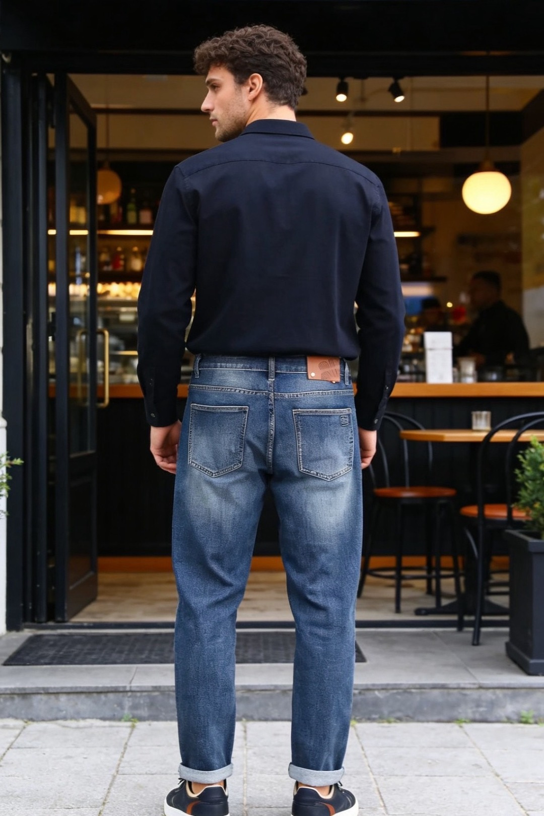 🔥miumiu.2026春季新款🆕时尚男士原单高端蓝色牛仔裤！奢华经典品牌LOGO配饰 身穿着非常舒适 