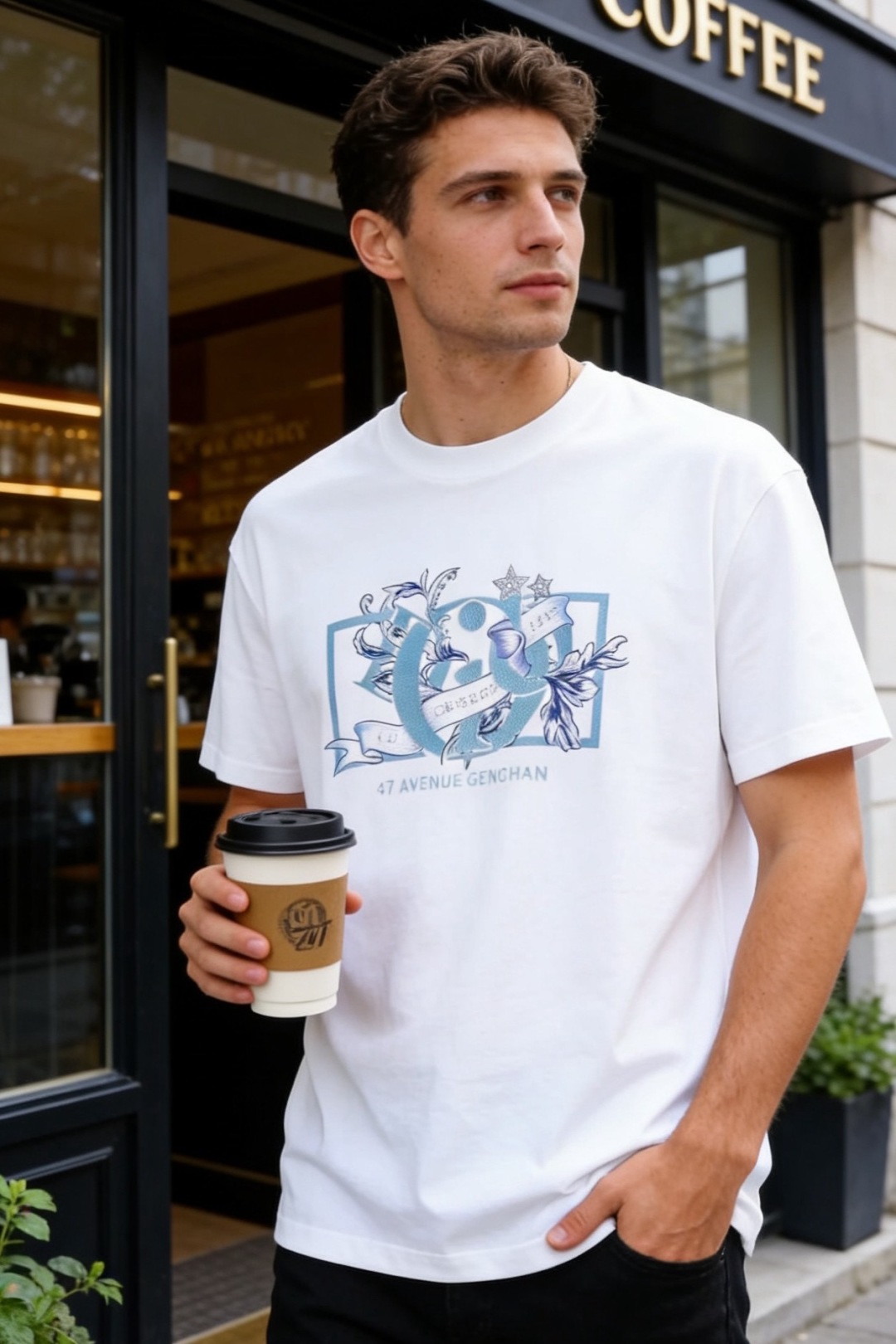 🔥迪奥.26夏季新品！时尚男士百搭圆领短袖T恤采用宽松落肩版型，对身形包容度高，日常穿着自在无束缚，胸前