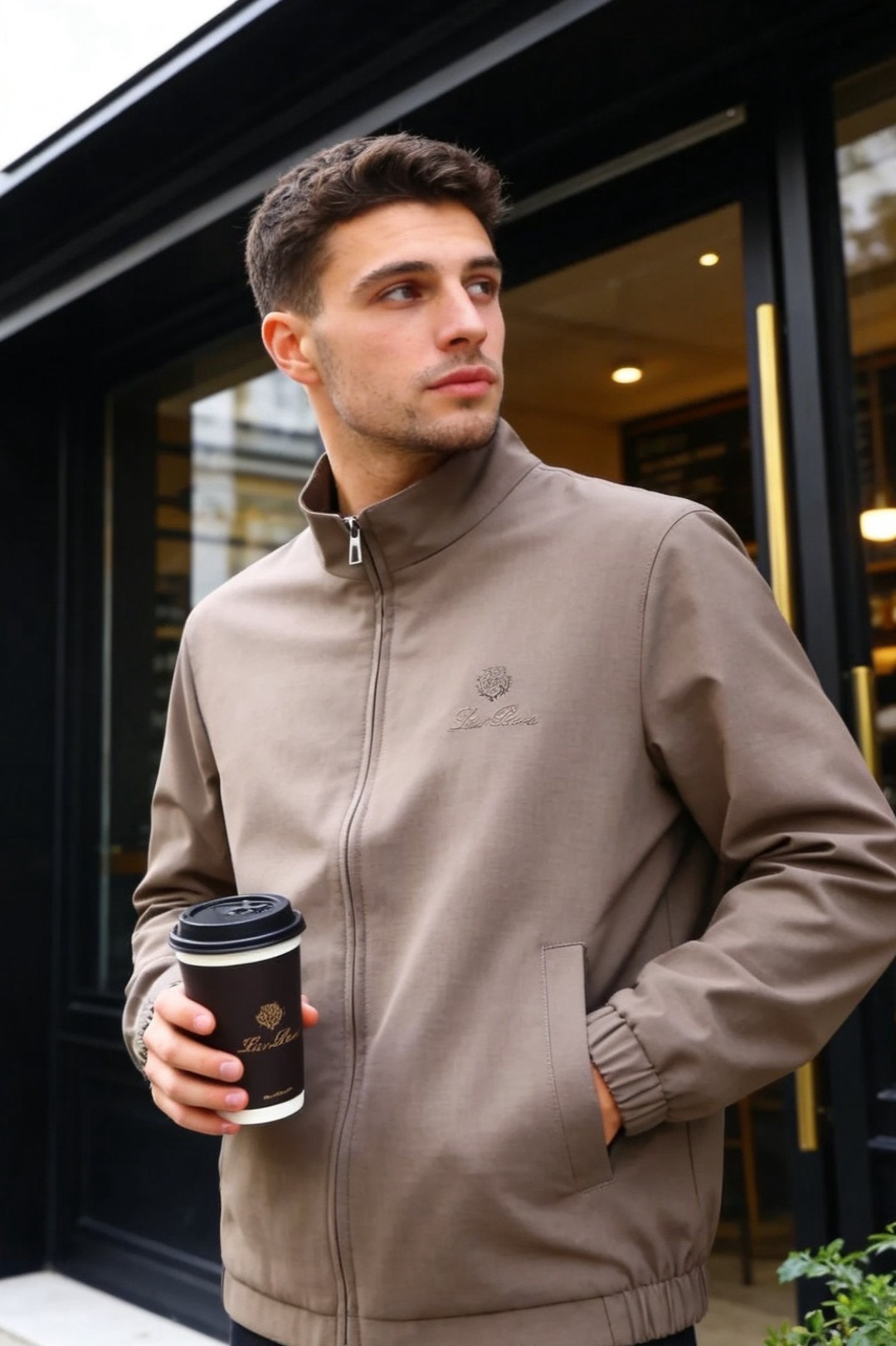 🔥loro Piana.26春夏新品！时尚男士百搭立领夹克采用经典简约的设计版型，利落剪裁勾勒出利落线条