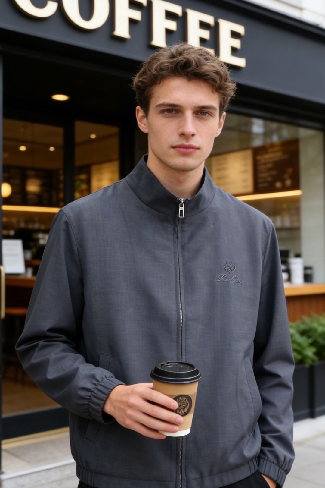 🔥loro Piana.26春夏新品！时尚男士百搭立领夹克采用经典简约的设计版型，利落剪裁勾勒出利落线条