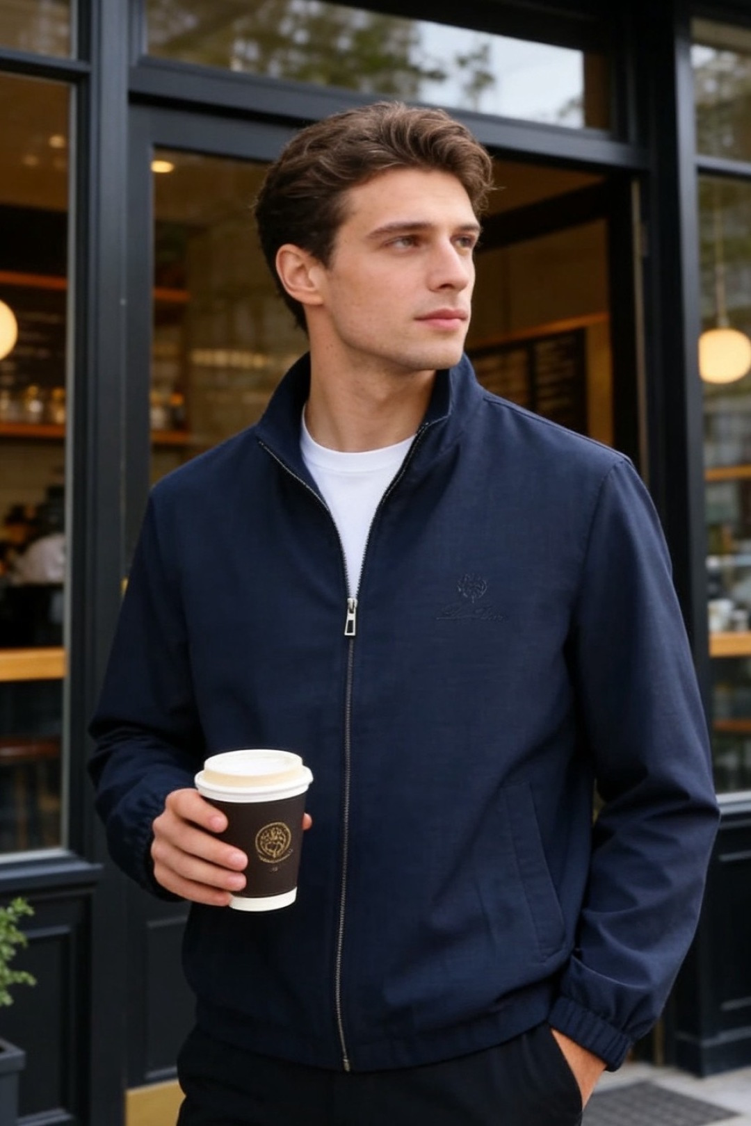 🔥loro Piana.26春夏新品！时尚男士百搭立领夹克采用经典简约的设计版型，利落剪裁勾勒出利落线条