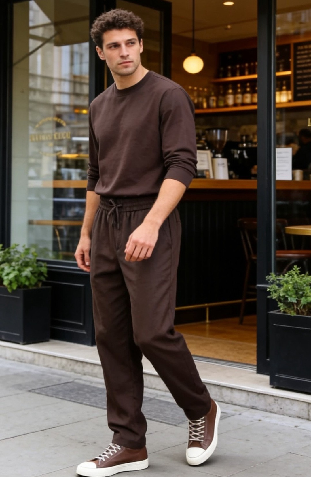 🔥loro Piana.26春夏新品！时尚男士薄款休闲长裤采用松紧腰搭配抽绳设计，穿脱便捷且能自由调节贴