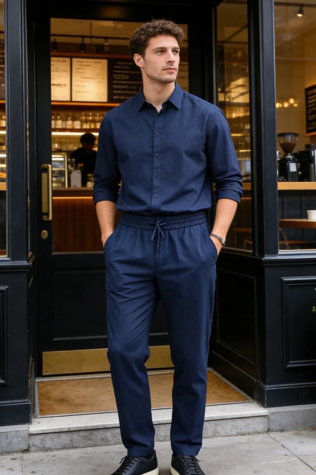🔥loro Piana.26春夏新品！时尚男士薄款休闲长裤采用松紧腰搭配抽绳设计，穿脱便捷且能自由调节贴