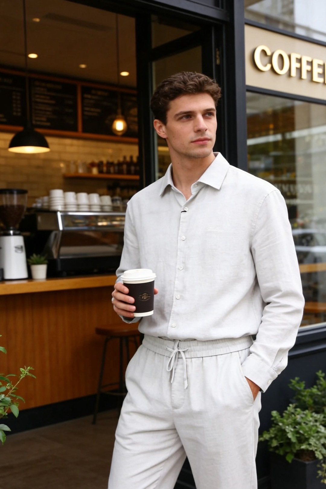 🔥loro Piana.2026春夏新品！时尚男士休闲套装👍整体套装采用百分百亚麻面料，衬衫为经典翻领款