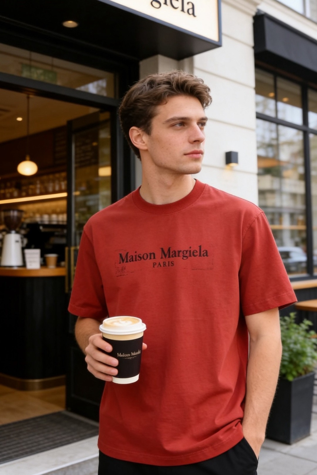 🔥马丁马吉拉.26夏季新品！时尚男士宽松百搭短袖圆领T恤，整体宽松版型简约利落，领口做工规整。胸前印有品