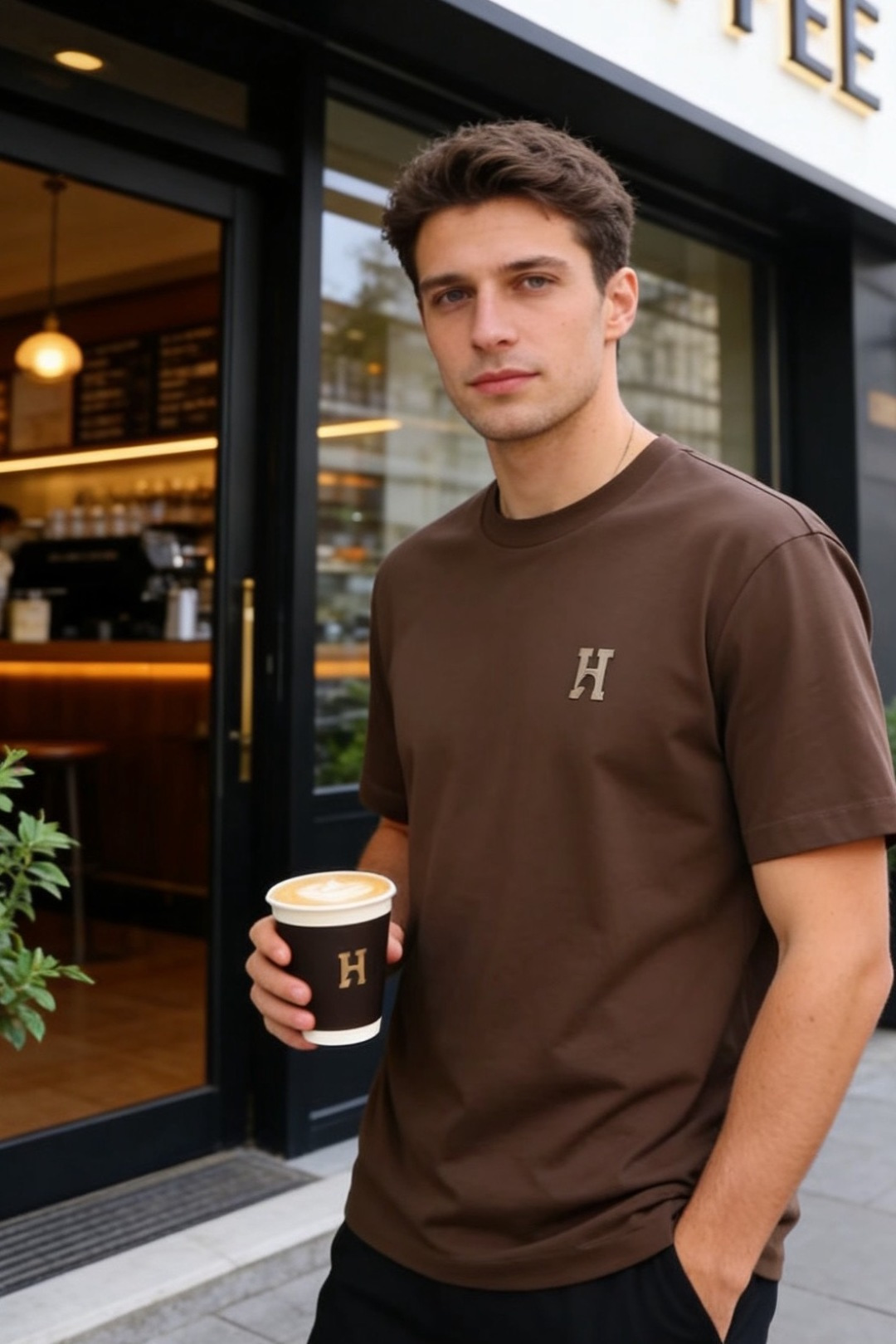 🔥爱马仕.26夏季新品！时尚男士宽松T恤为经典圆领短袖版型，剪裁利落合身，线条干净流畅，上身舒适又有型。