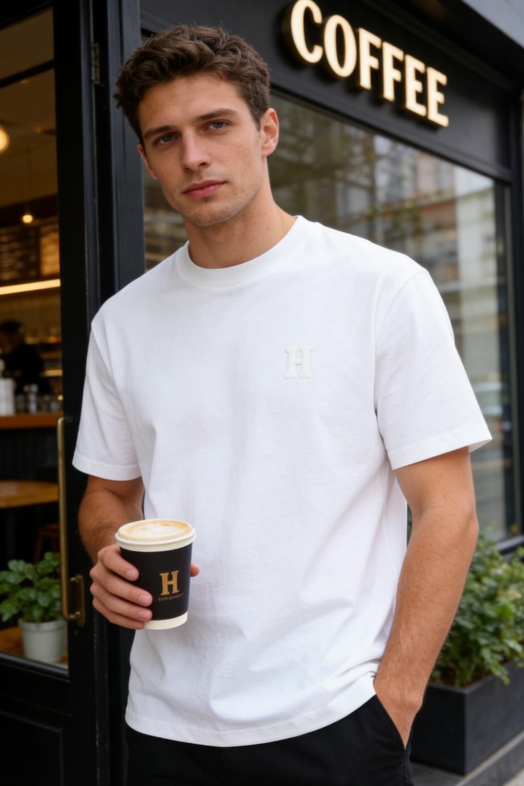 🔥爱马仕.26夏季新品！时尚男士宽松T恤为经典圆领短袖版型，剪裁利落合身，线条干净流畅，上身舒适又有型。