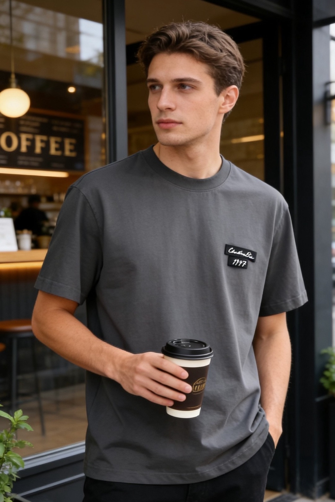 🔥迪奥.2026春夏新款！时尚男士百搭T恤为经典圆领短袖版型，剪裁利落合身，线条干净柔和。左胸位置带有品