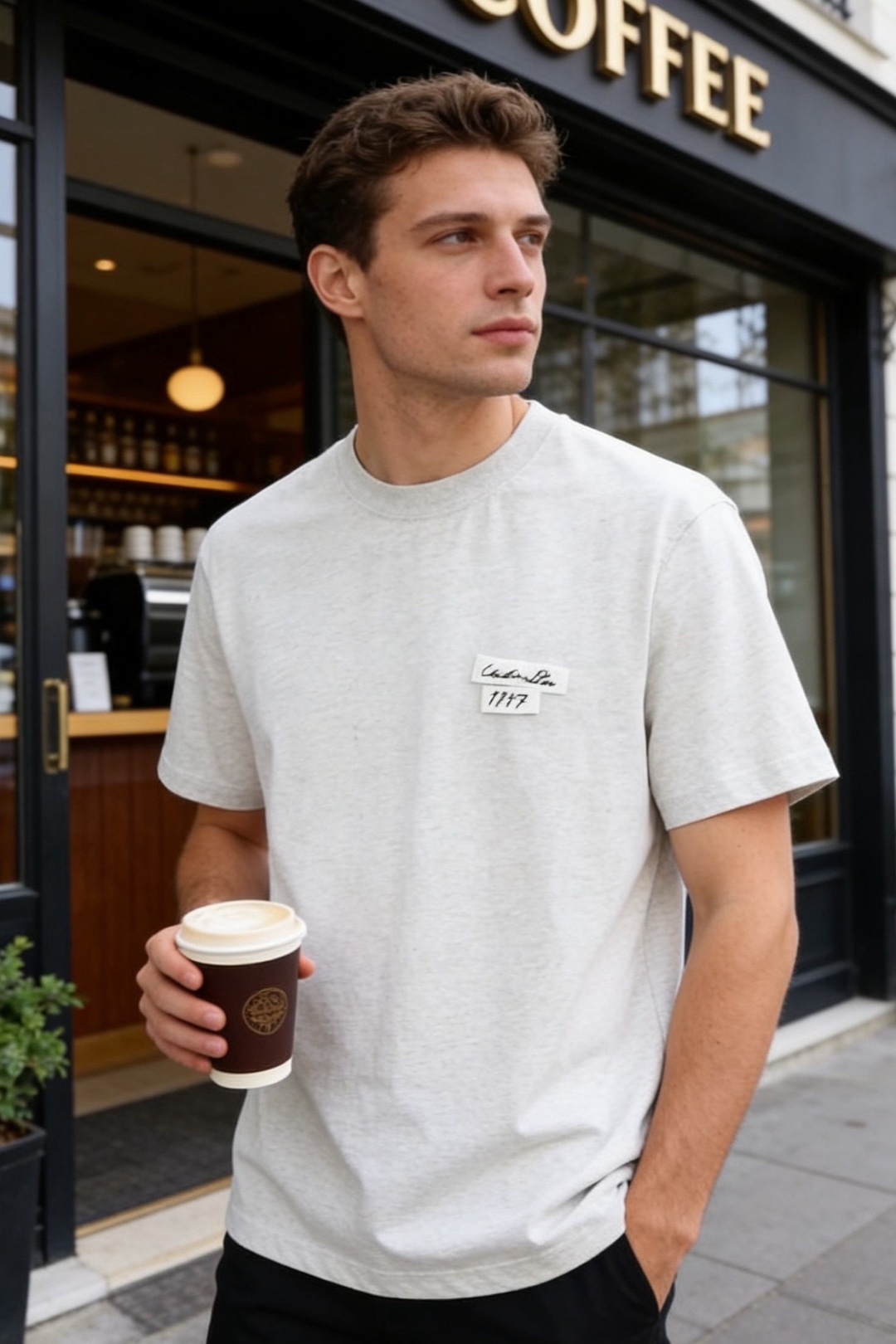 🔥迪奥.2026春夏新款！时尚男士百搭T恤为经典圆领短袖版型，剪裁利落合身，线条干净柔和。左胸位置带有品