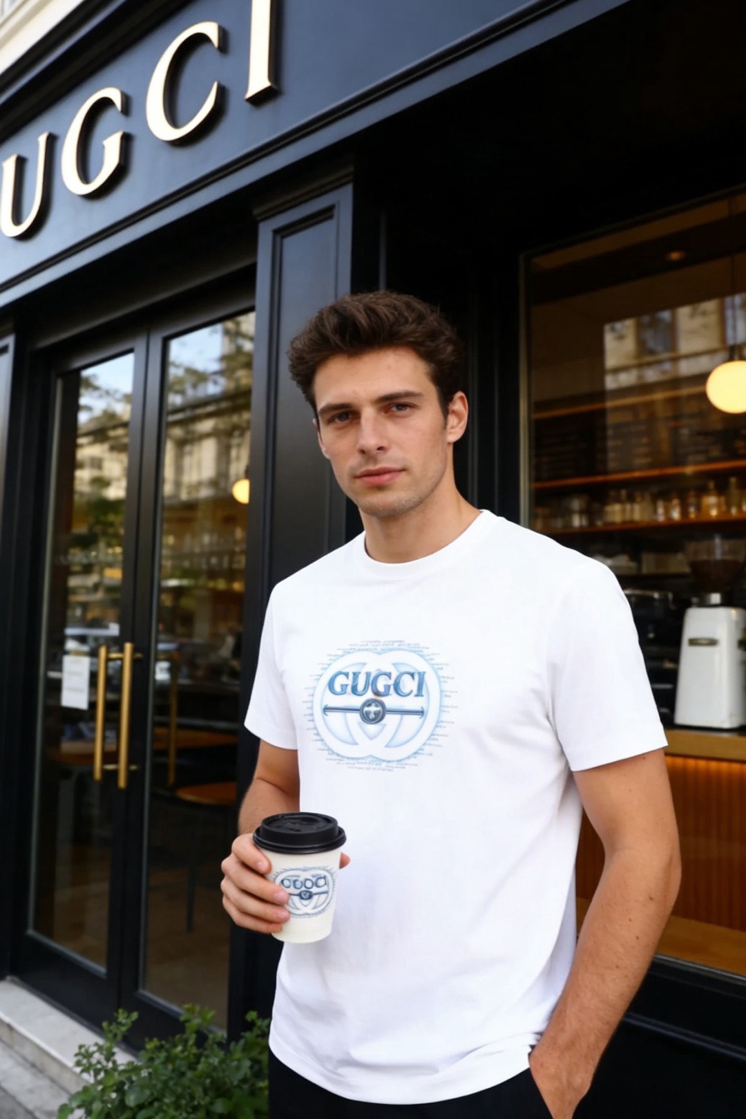 🔥Gu*ci/古驰.26夏季新品！时尚男士百搭短袖T恤，以极简圆领版型打造潮流休闲质感。胸前呈现品牌经典